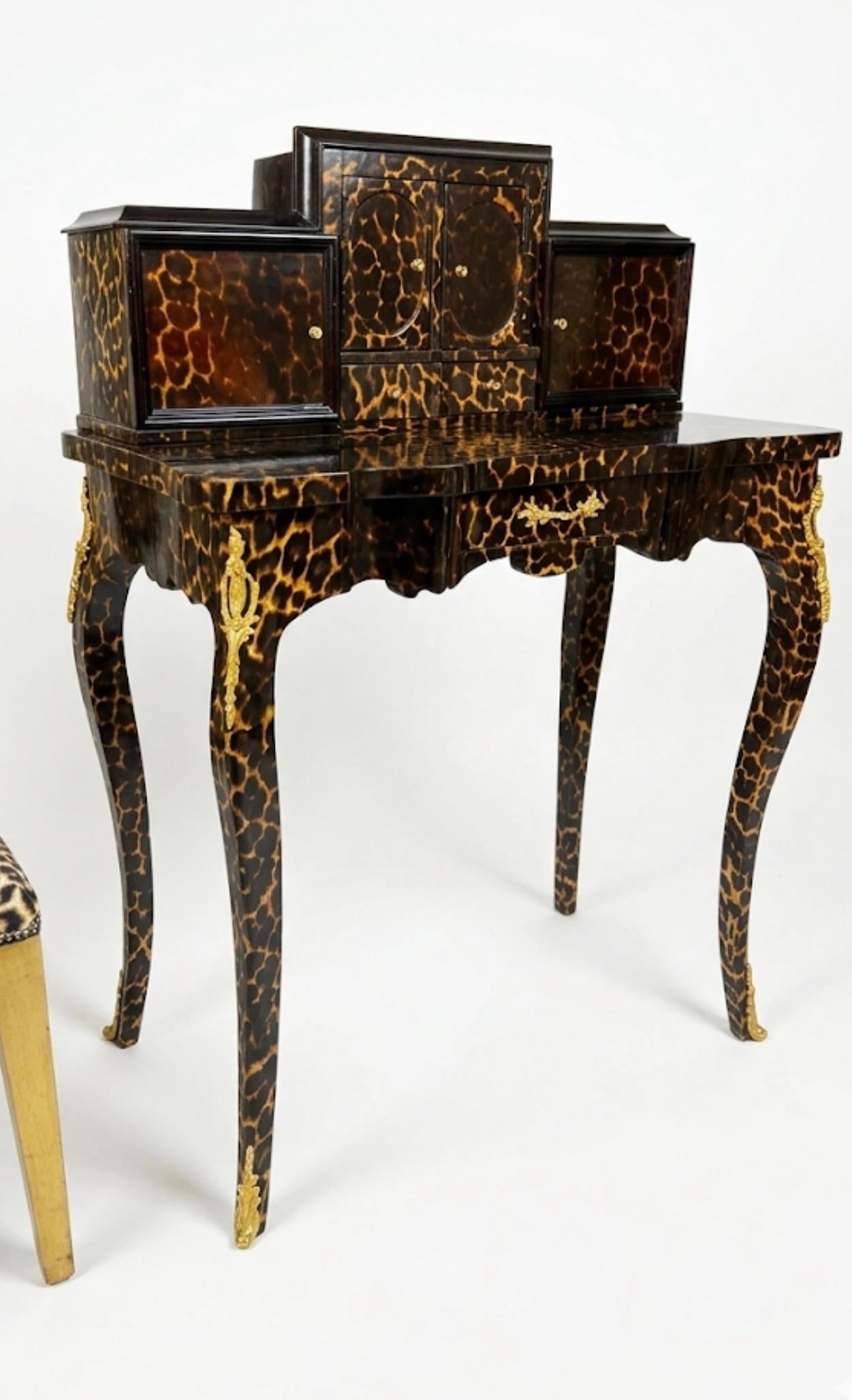 1960s Leopard Print Animal Print French Style Louis XV Style Secretary Desk - 3