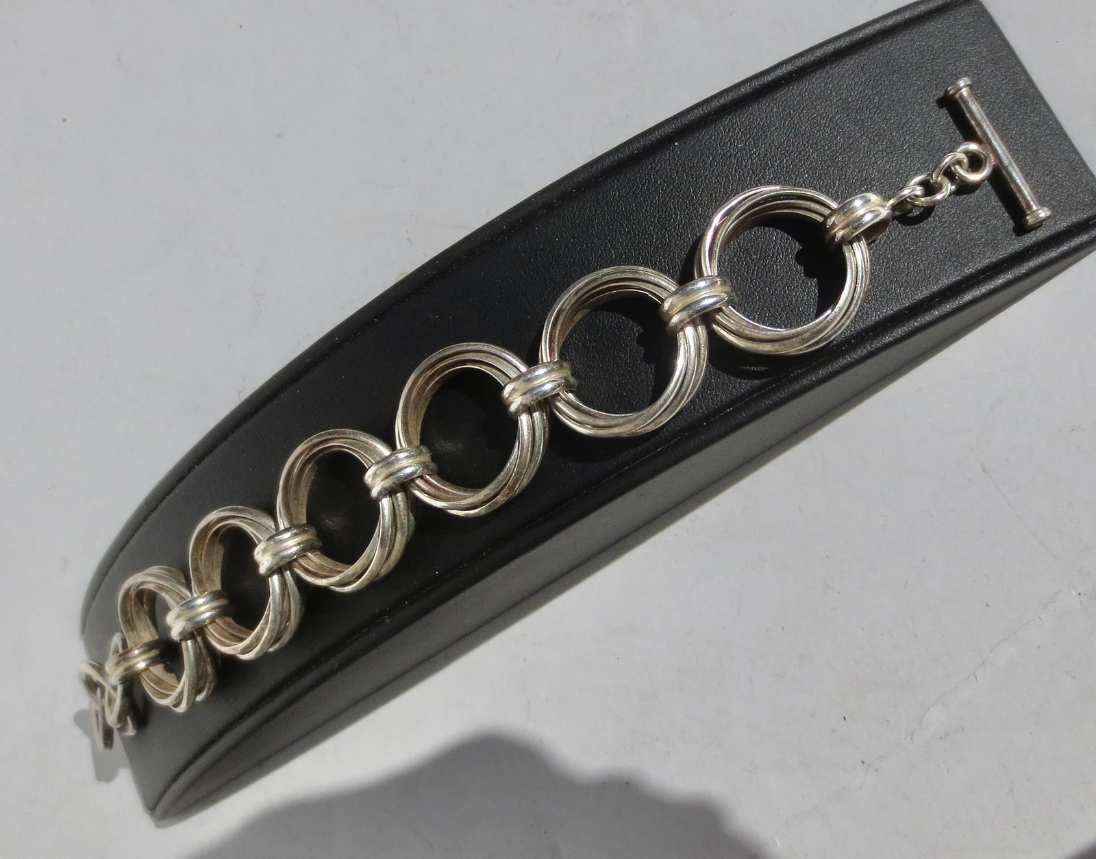 Sterling Silver Toggle Bracelet 9" Long - 3