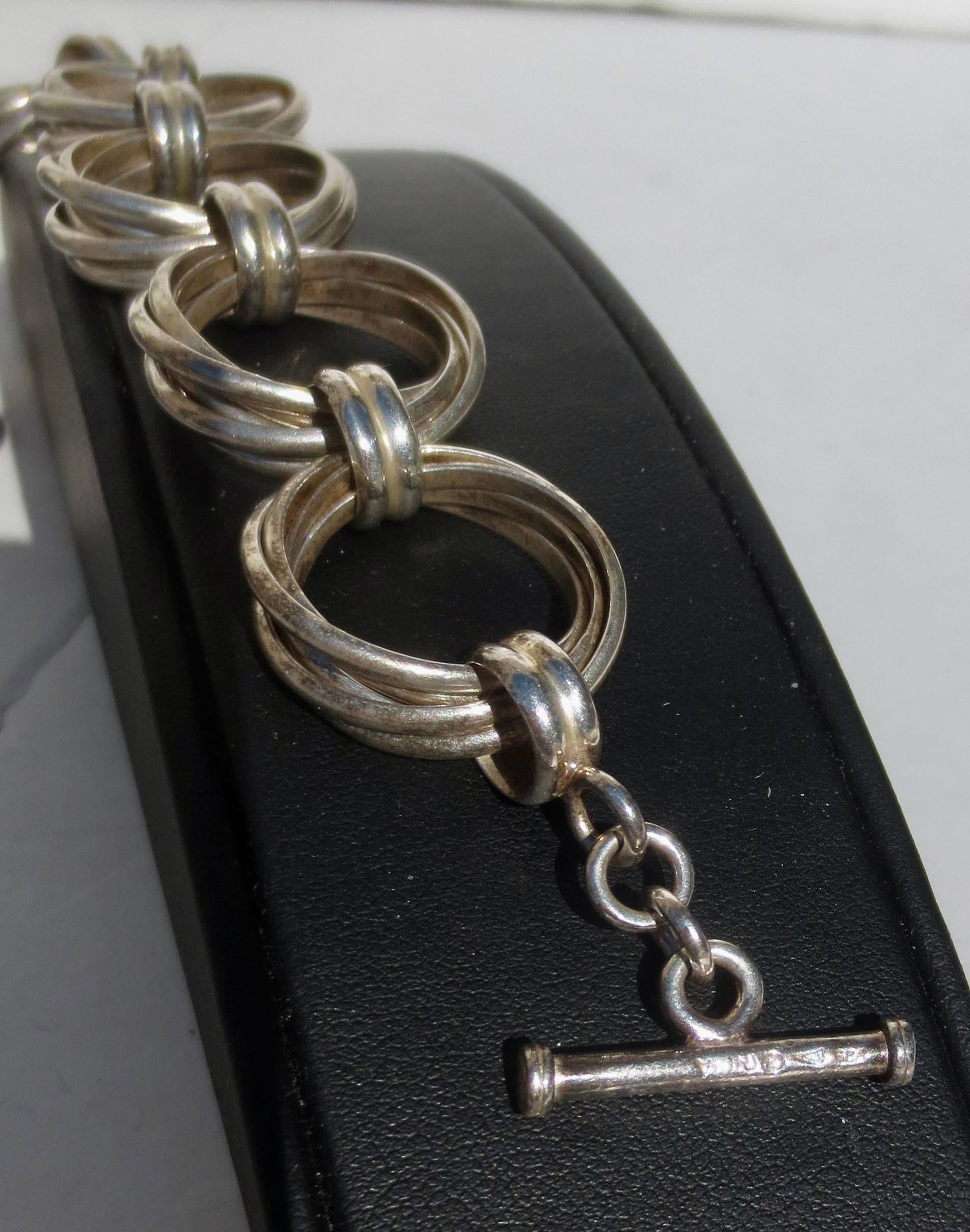 Sterling Silver Toggle Bracelet 9" Long - 4