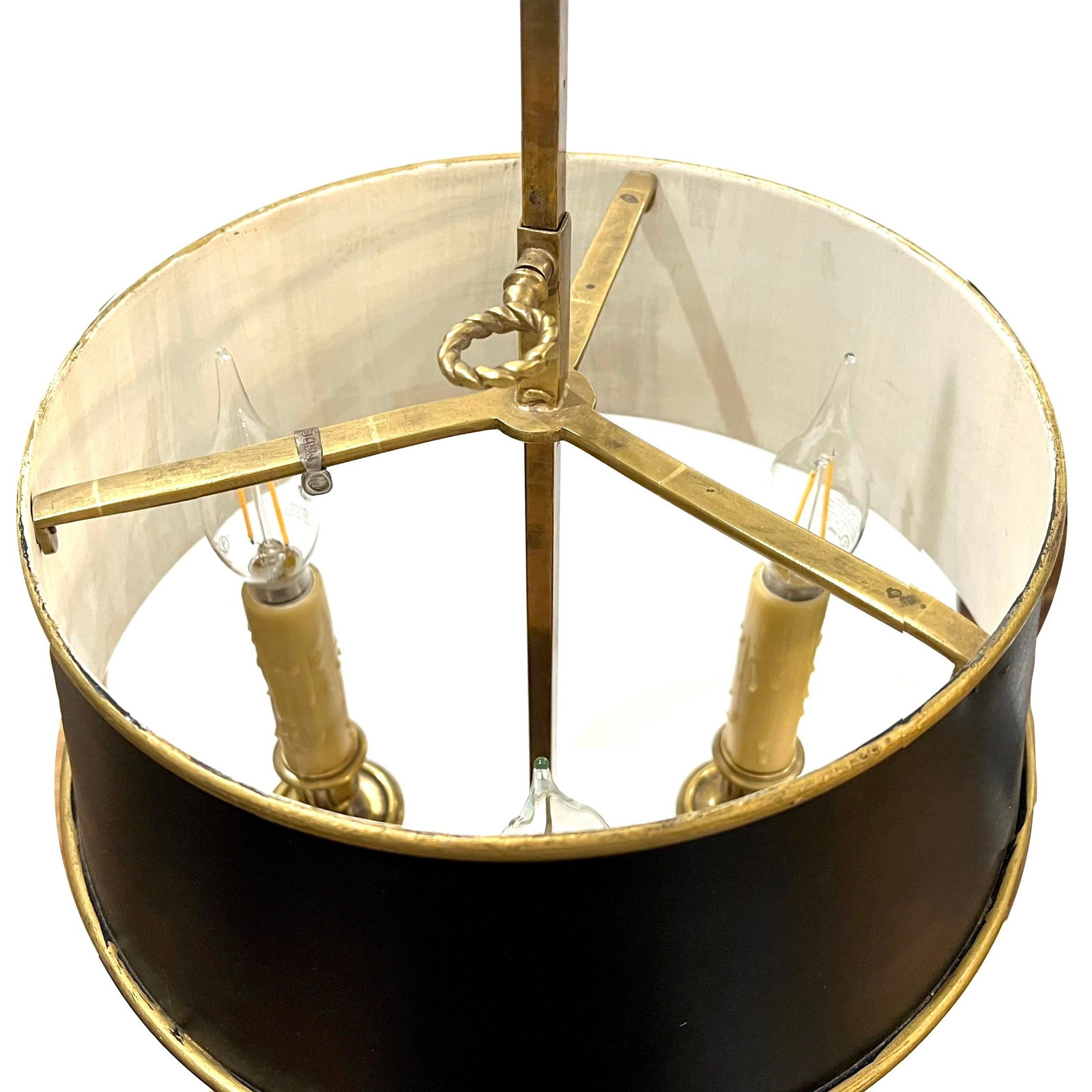 Vintage Solid Brass 3-Arm Bouillotte Lamp - Made in Italy - 10