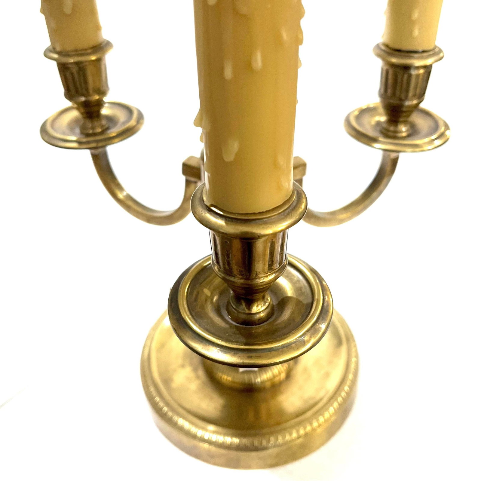 Vintage Solid Brass 3-Arm Bouillotte Lamp - Made in Italy - 4