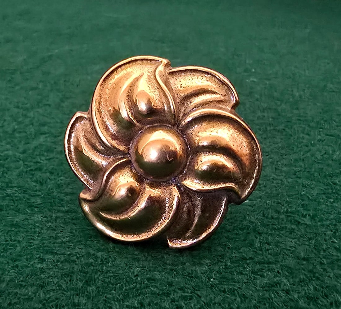 Set of 15 Solid Brass Mid-Century Floral Cabinet Knobs - 3