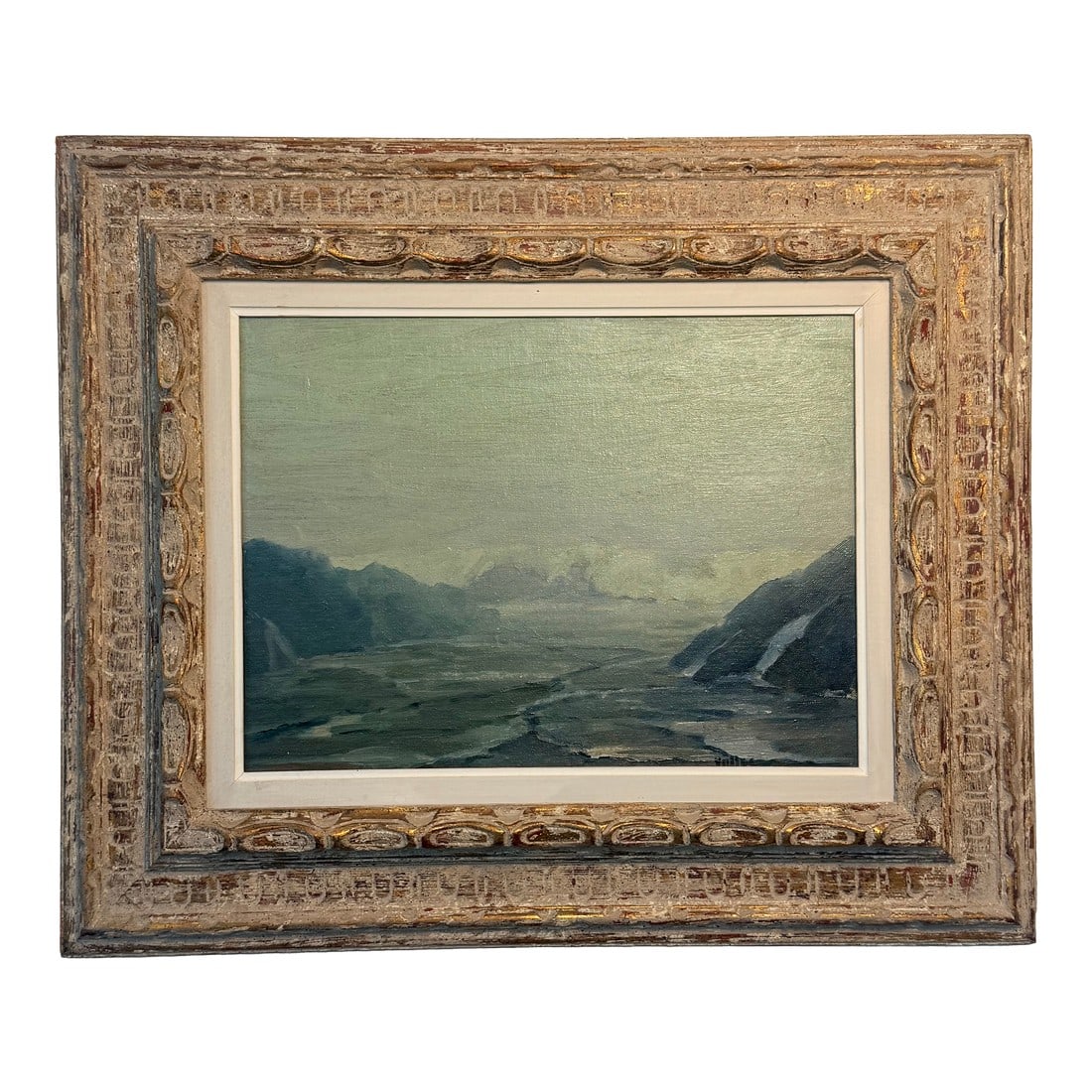 Mid 20th Century Original Piece of Art of the Maine Fog by Valley: Original oil painting by Valley of the Maine fog The framing is original and was by the Palette Art Company in NYC. He went to Maine to paint with his best friend, acclaimed artist Andrew Wythe whose