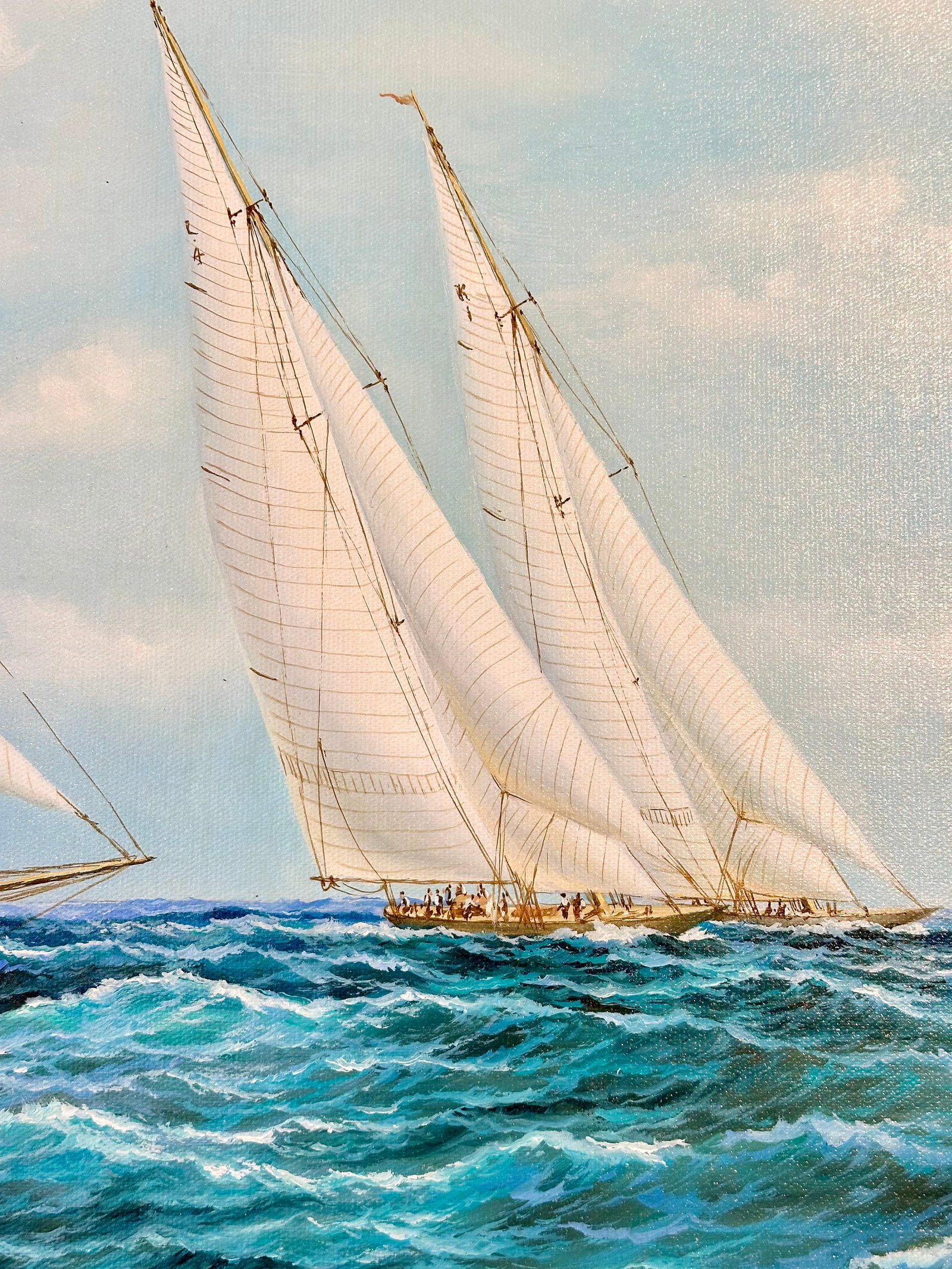 Yacht Sailing Schooners at Sea Original Painting – By Matt Thomas (24" X 36"), Unstretched - 6