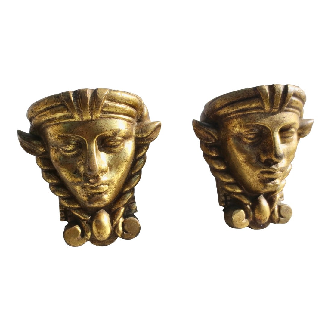 Gilt Bronze Egyptian Revival Furniture Mounts -a Pair of 2 Hathor (1 of 7)