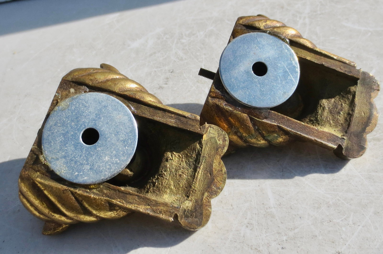 Gilt Bronze Egyptian Revival Furniture Mounts -a Pair of 2 Hathor - 7