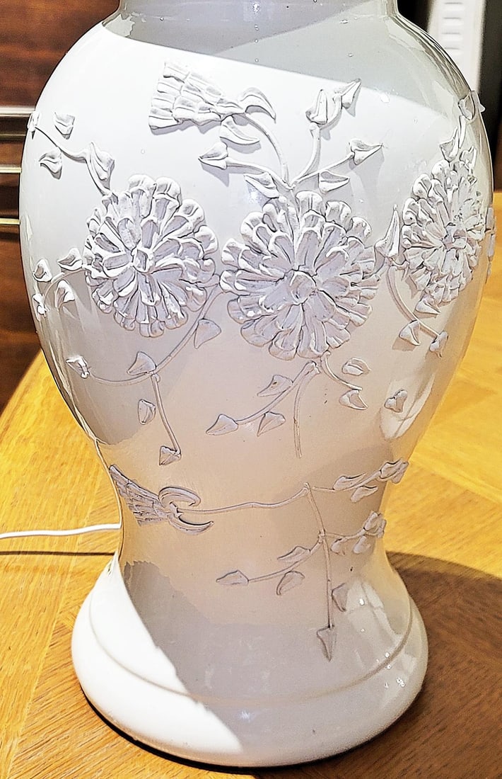 1970s Porcelain Floral Table Lamps - a Pair - 3