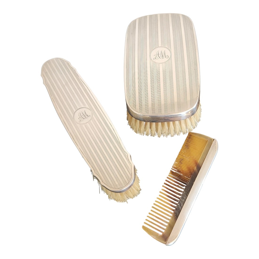 English Art Deco Sterling Silver Grooming Trio by William Neale, Birmingham 1927 (1 of 18)