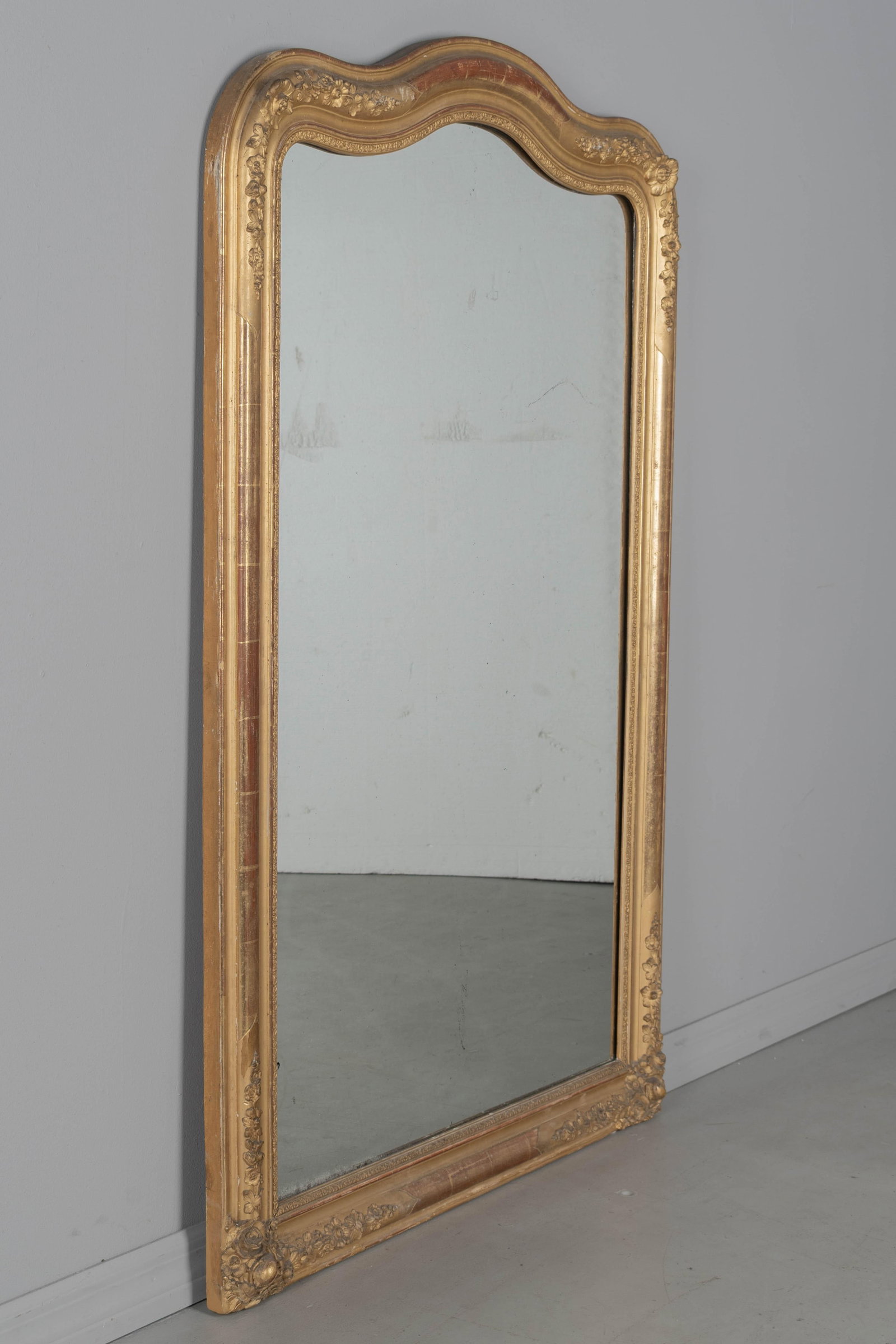 Louis Philippe Gilded Mirror, French Antique Floral Decor, Circa 1880 - 2