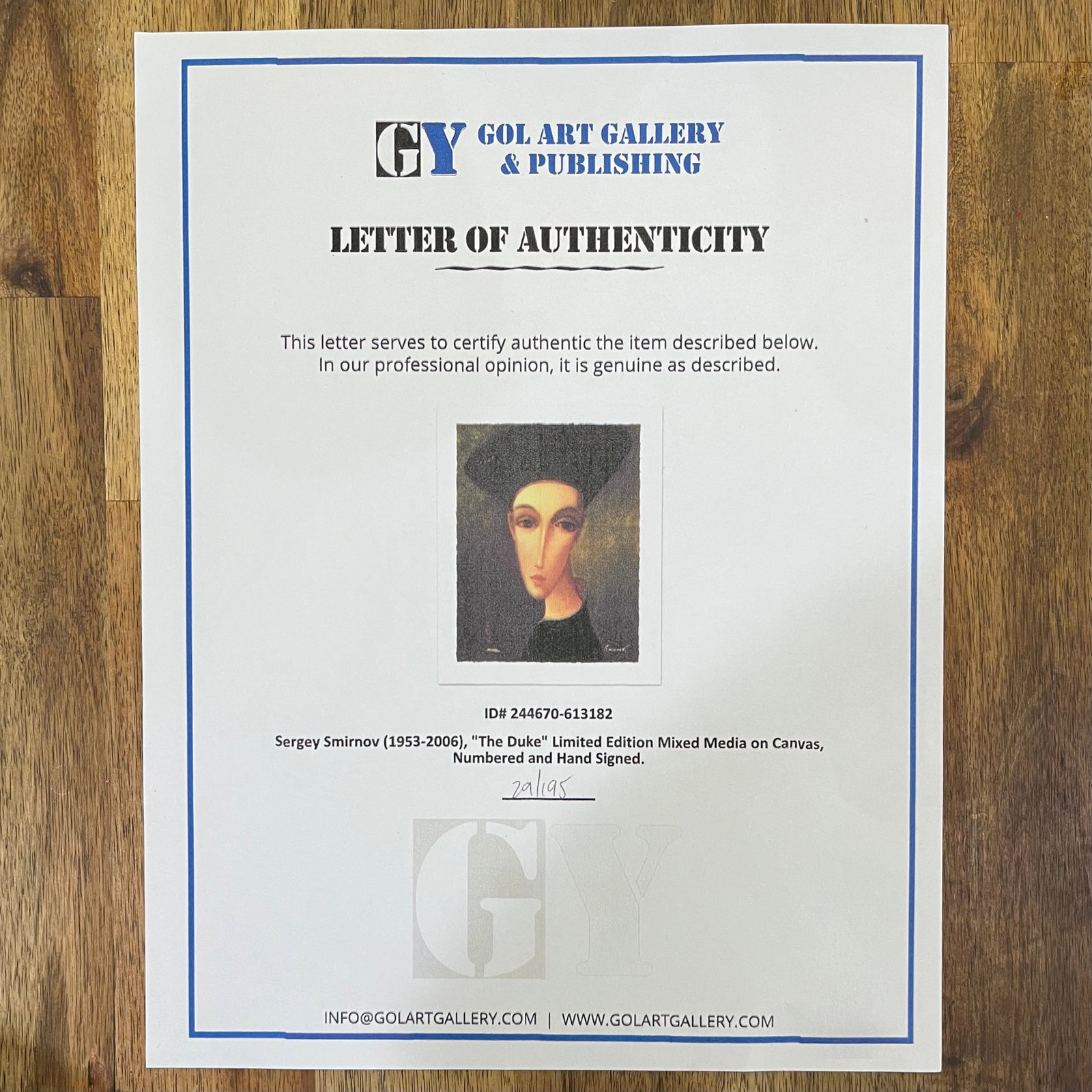 The Duke by Russian Artist Sergey Smirnov - 2006 Limited Edition Serigraph on Canvas - 13