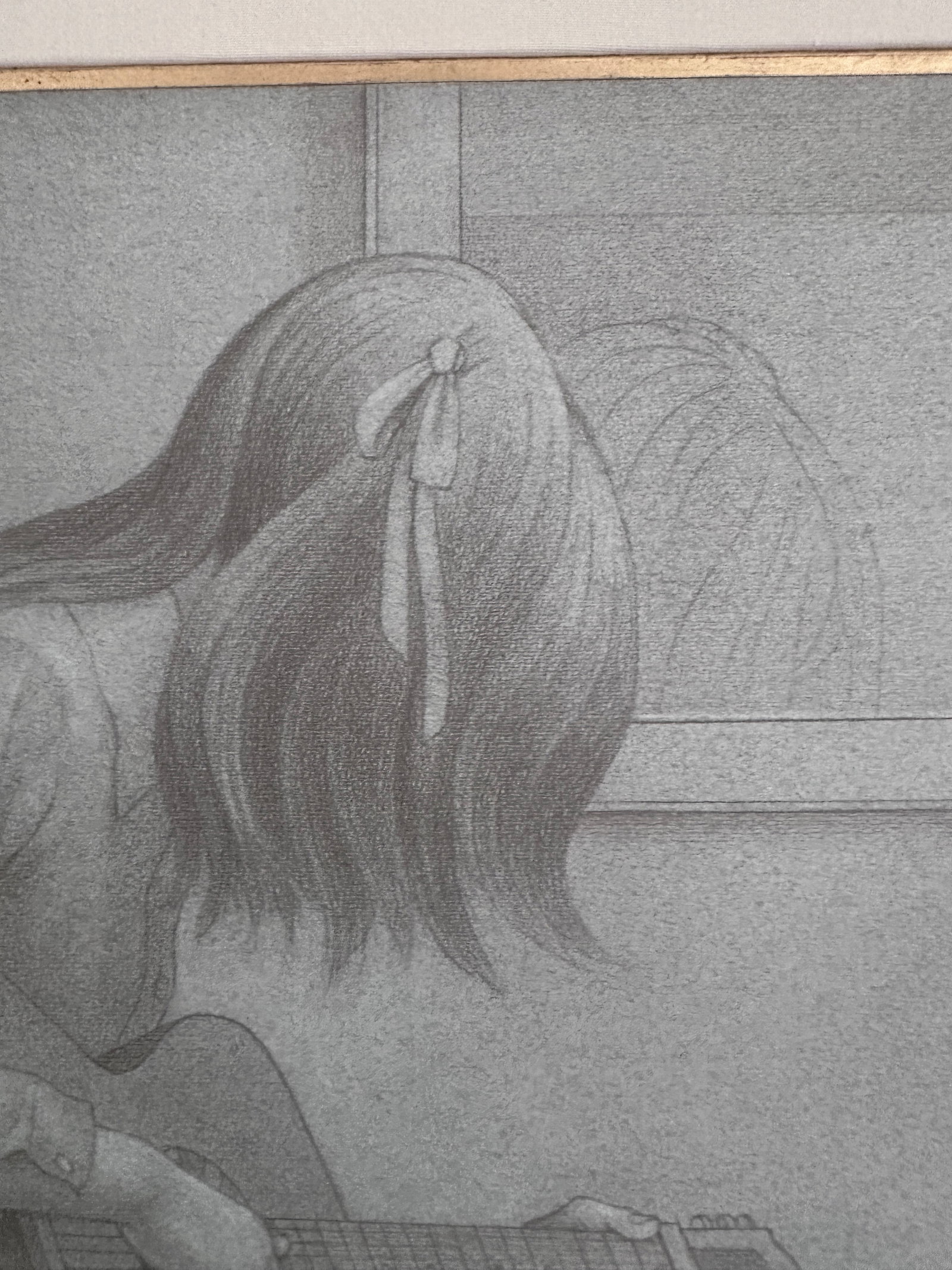 1970s Original Signed Henderson "Study for Guitar" Pencil and White Wash Sketch in Grey Linen and Go - 5