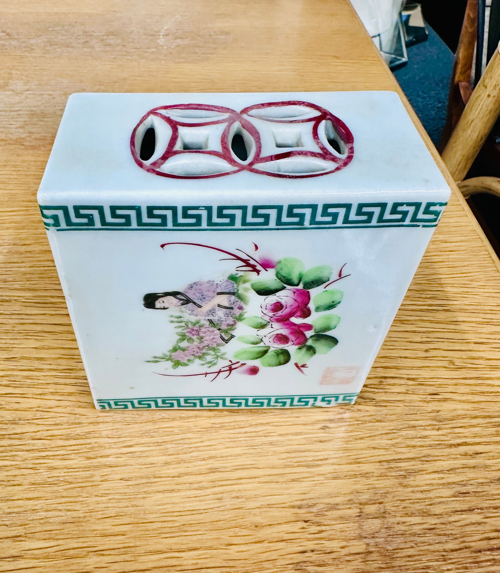 Vintage Chinese Incense Burner Porcelain Holder - 3