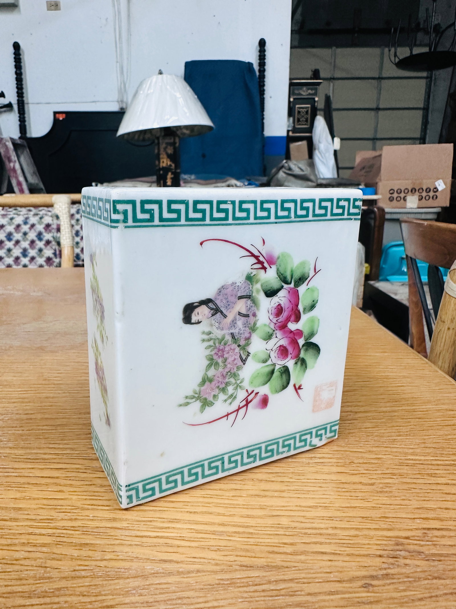 Vintage Chinese Incense Burner Porcelain Holder - 5