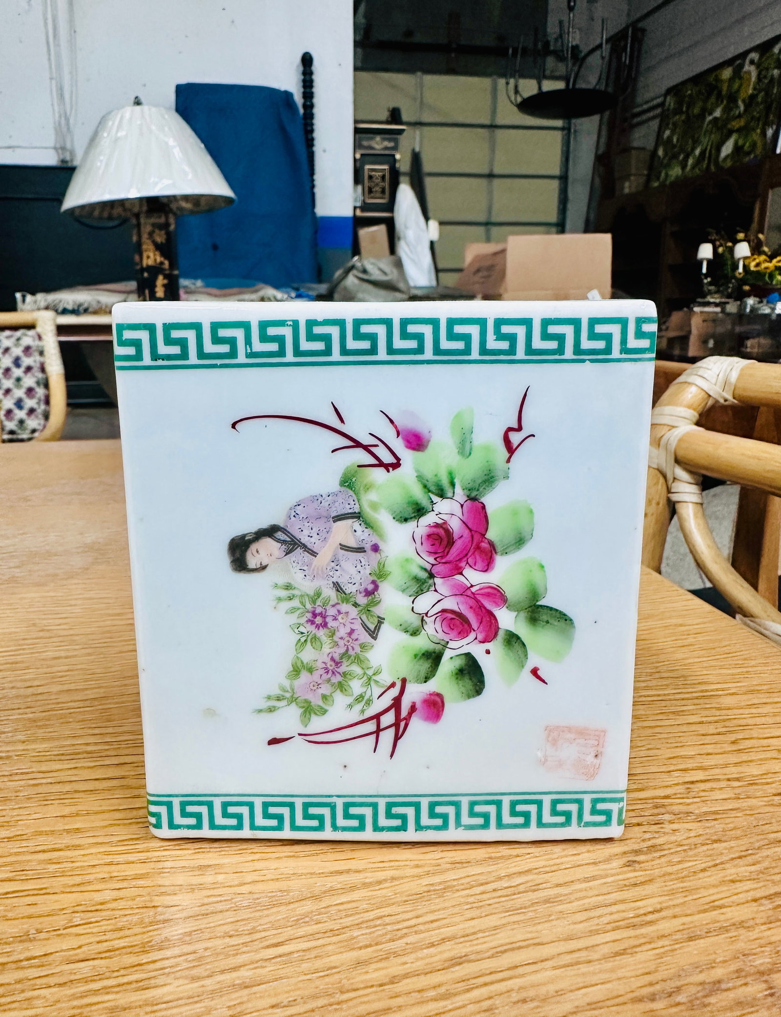 Vintage Chinese Incense Burner Porcelain Holder - 8