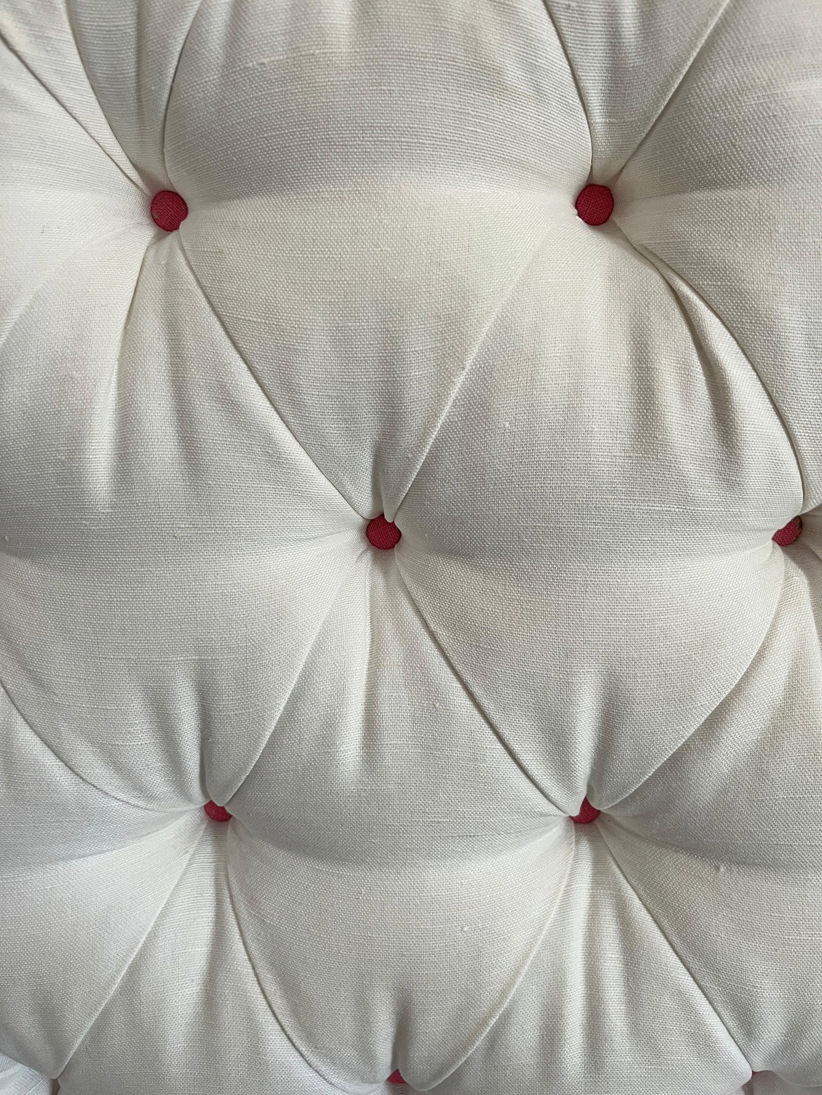 Custom Upholstered Twin Headboards in Ivory Canvas With Pink Contrast Welt Scalloped Silhouette Coas - 10
