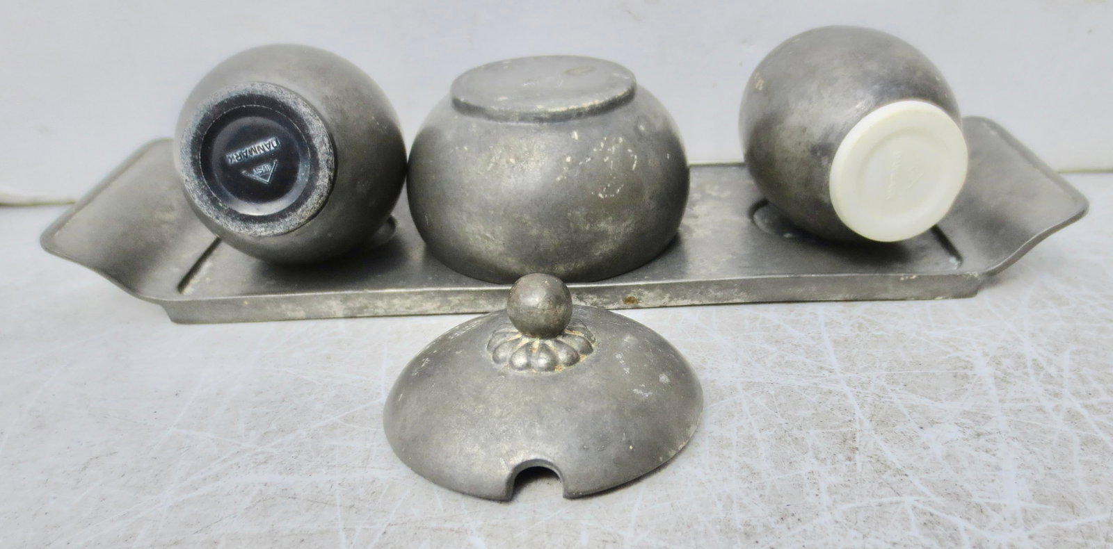 1930s Just Andersen Pewter Table Setting - Set of 4 Pieces - 5