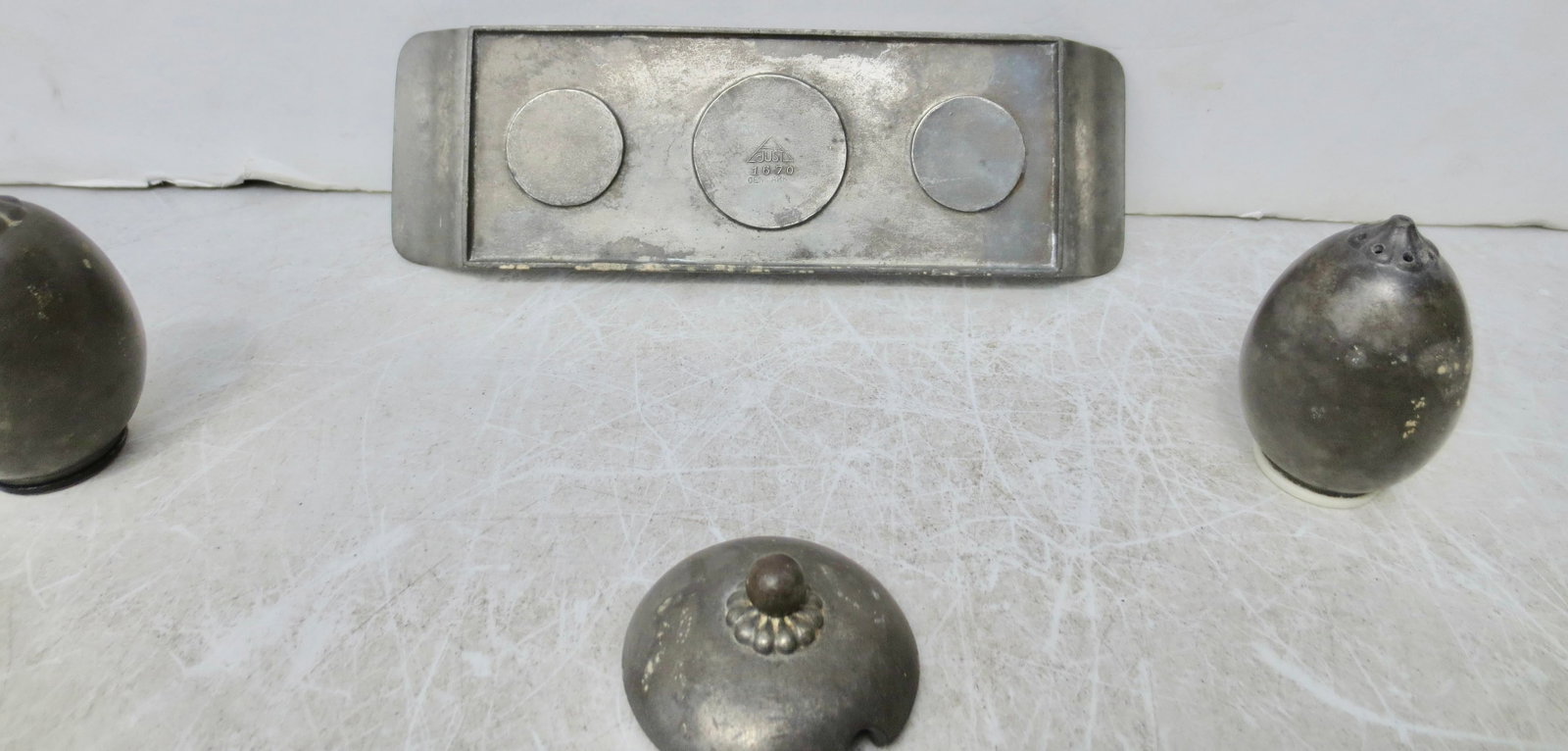 1930s Just Andersen Pewter Table Setting - Set of 4 Pieces - 6