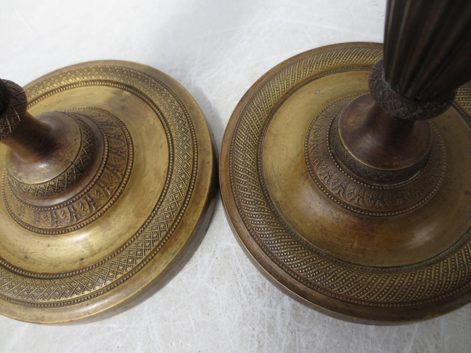French Empire Bronze Candlesticks, C. 1830 -a Pair of 2 - 10