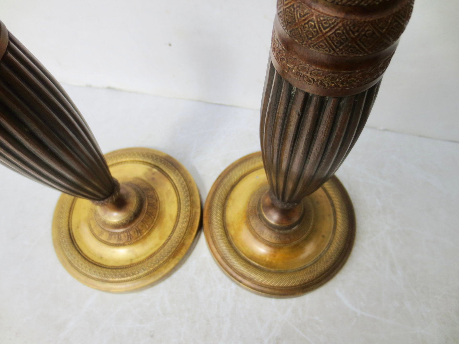 French Empire Bronze Candlesticks, C. 1830 -a Pair of 2 - 9