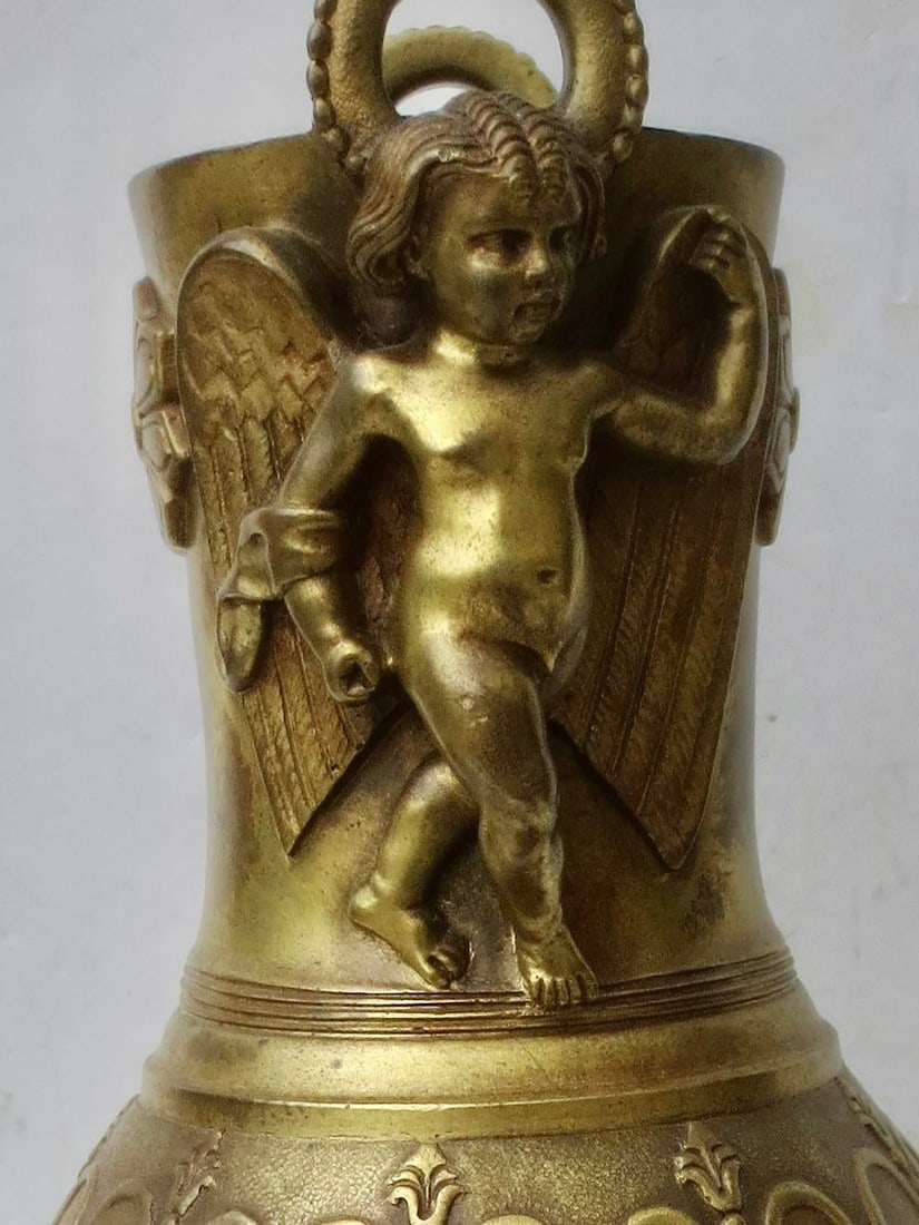 Grand Tour Bronze Vessel With Double Eros Late 19th - 2
