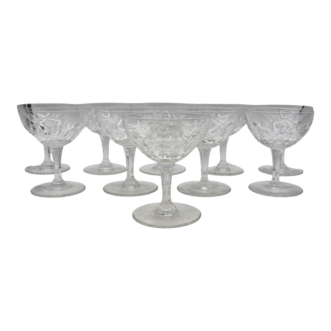 1961-1982 Belgian Val Saint Lambert Riviera Pattern Champagne Coupes - Set of Ten (1 of 6)