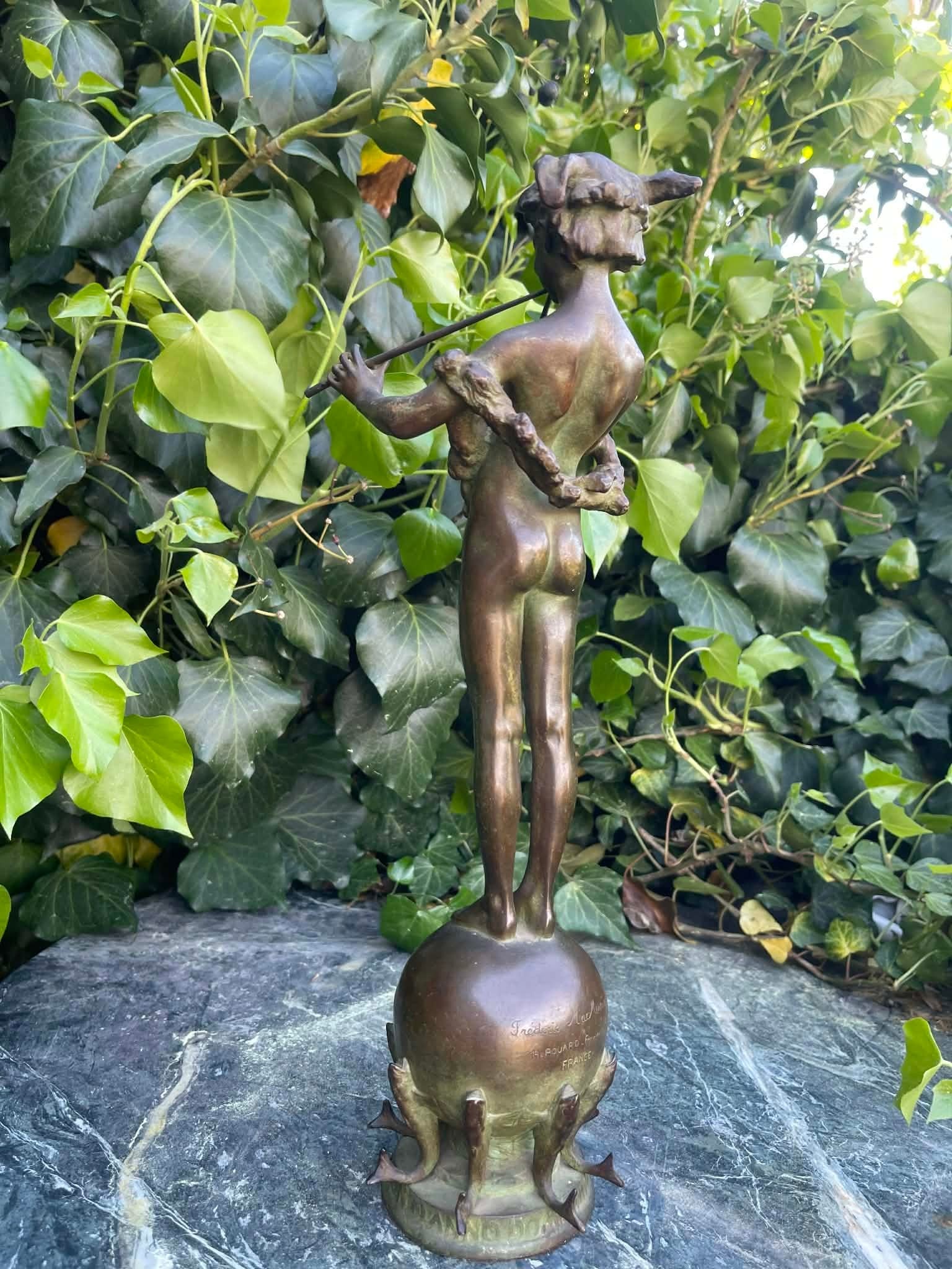 Antique Bronze Sculpture "Pan of Rohallion" by Frederick William MacMonnies (1890) - 2