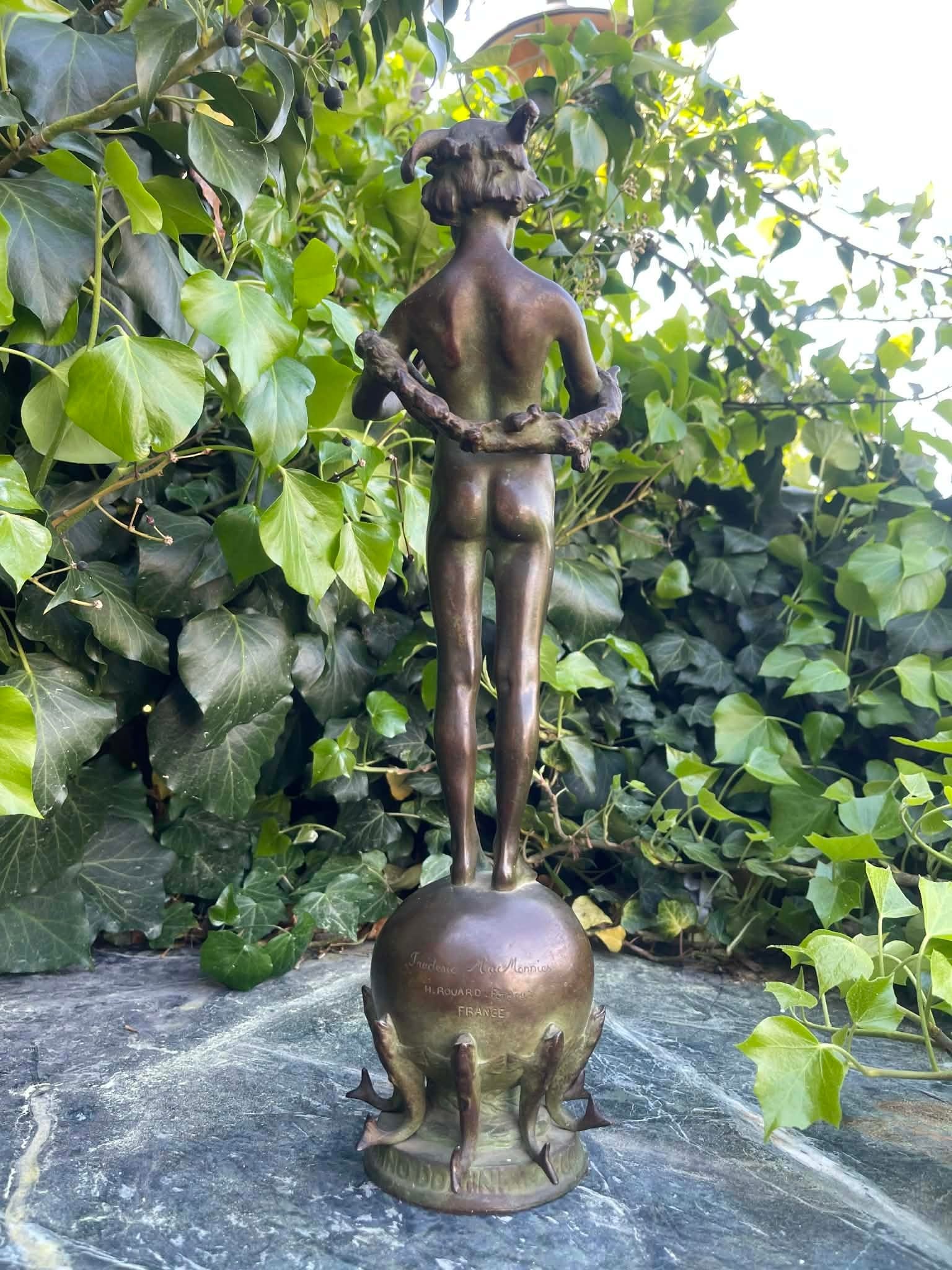 Antique Bronze Sculpture "Pan of Rohallion" by Frederick William MacMonnies (1890) - 3