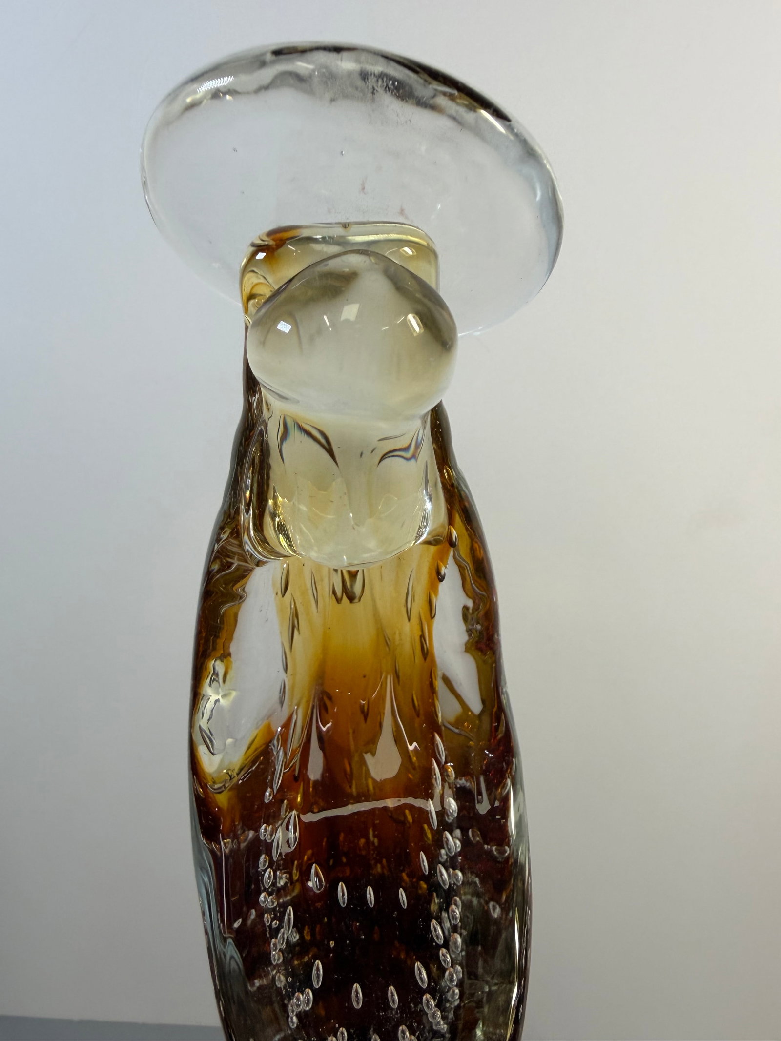1970s Murano Archimede Seguso Amber Bullicante Glass Madonna Sculpture 14" - 3