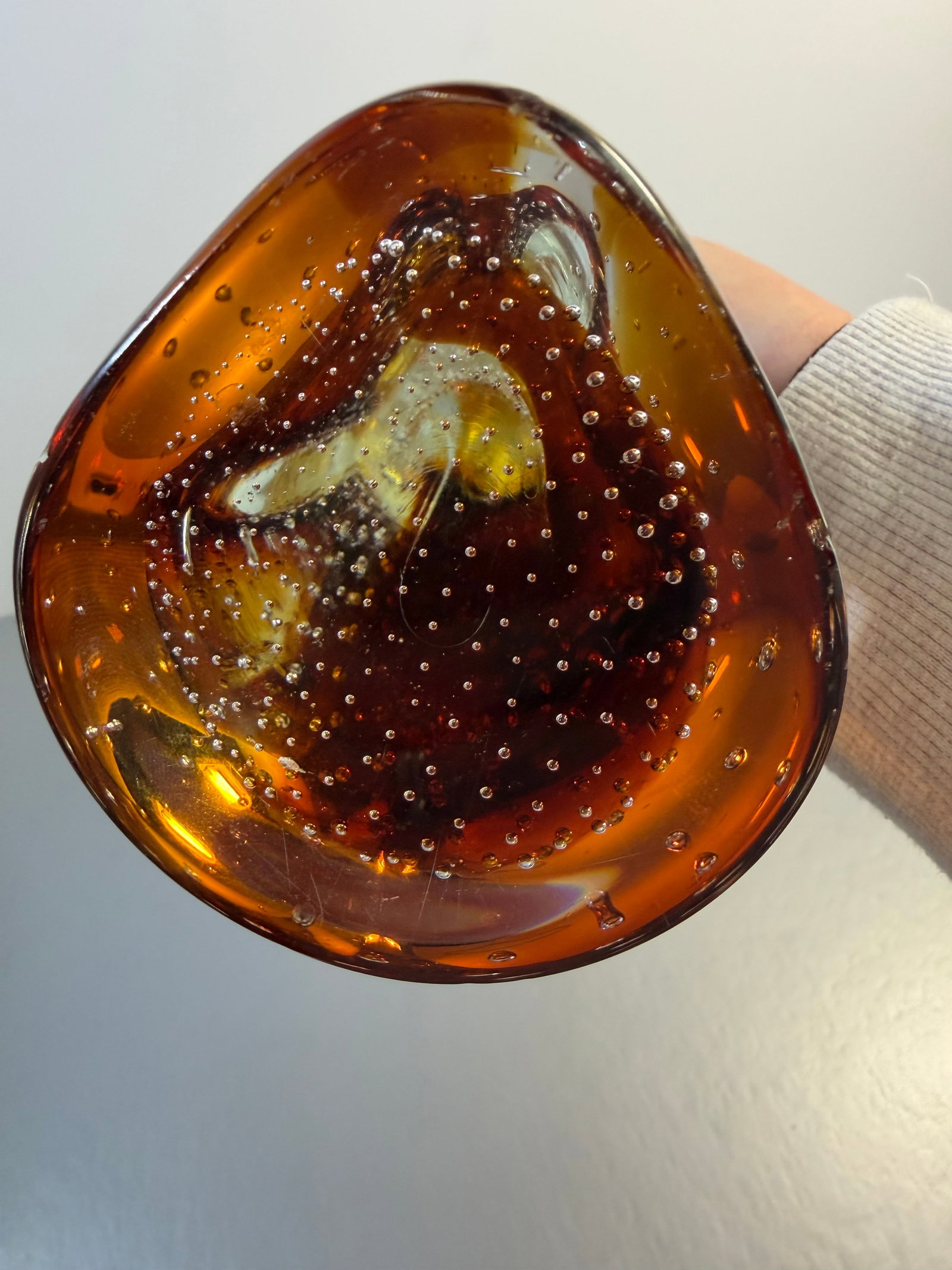 1970s Murano Archimede Seguso Amber Bullicante Glass Madonna Sculpture 14" - 6