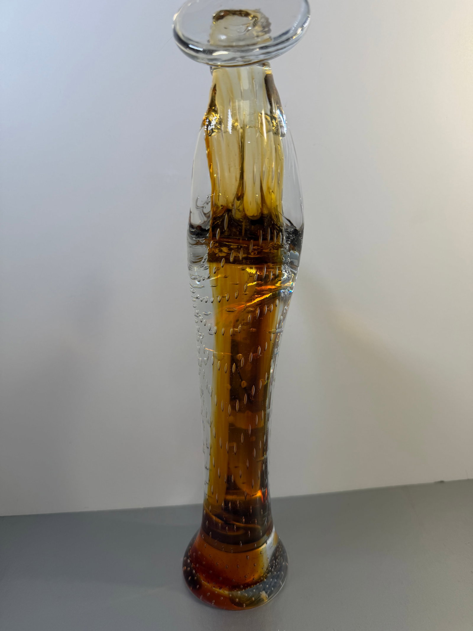 1970s Murano Archimede Seguso Amber Bullicante Glass Madonna Sculpture 14" - 8