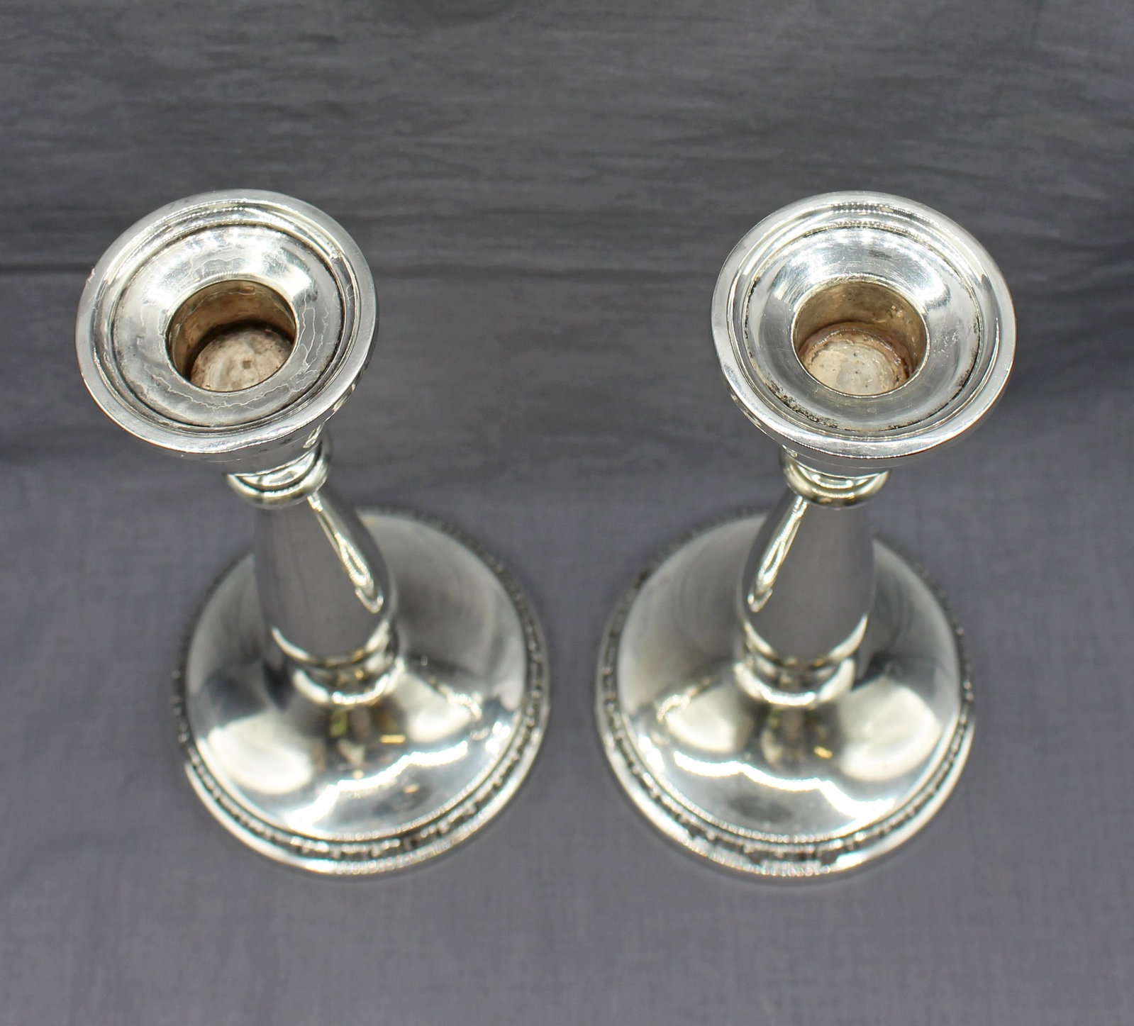 Pair of 7.5" Sterling Silver Weighted Prelude Candlesticks by International - 2