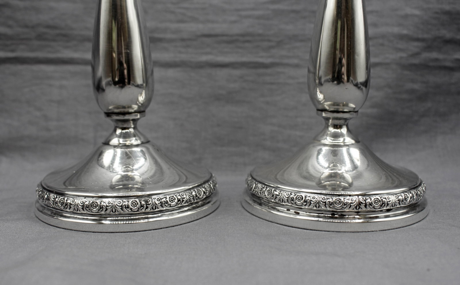 Pair of 7.5" Sterling Silver Weighted Prelude Candlesticks by International - 3
