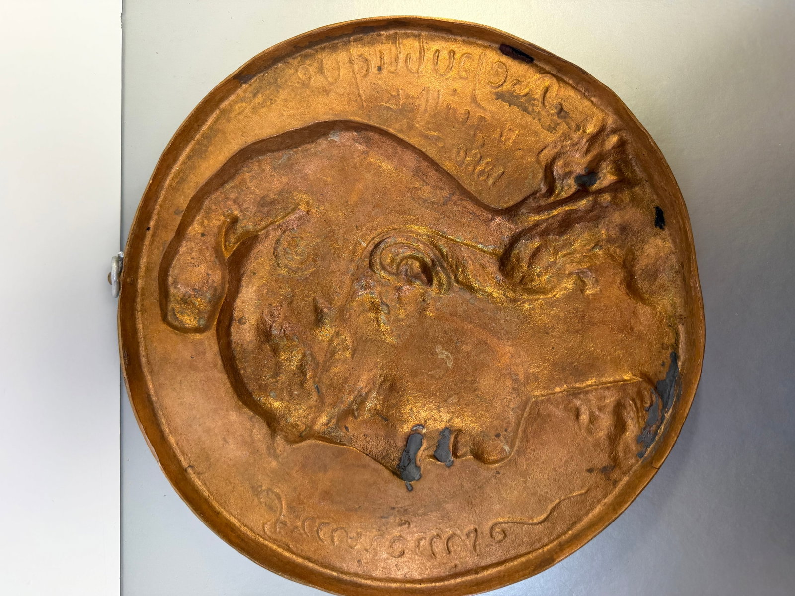 Antique French Bronze Marianne Plaque Jules Graux Fondeur 1880 République 12" - 9