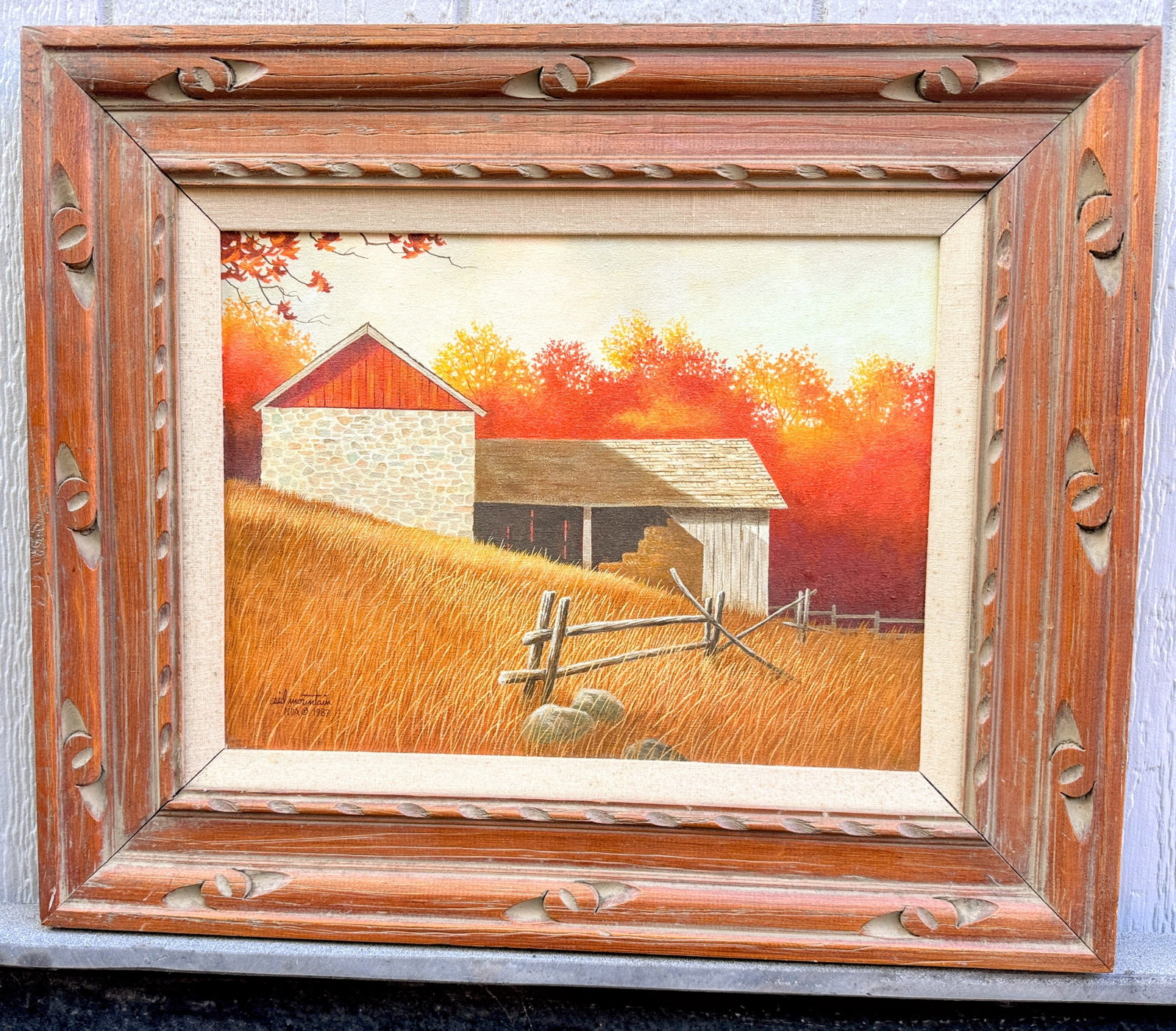 1980s Original Signed Sid Mountain 'October' Oil Painting, Framed - 2