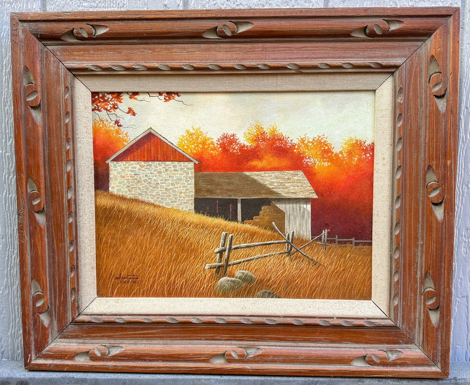 1980s Original Signed Sid Mountain 'October' Oil Painting, Framed - 3
