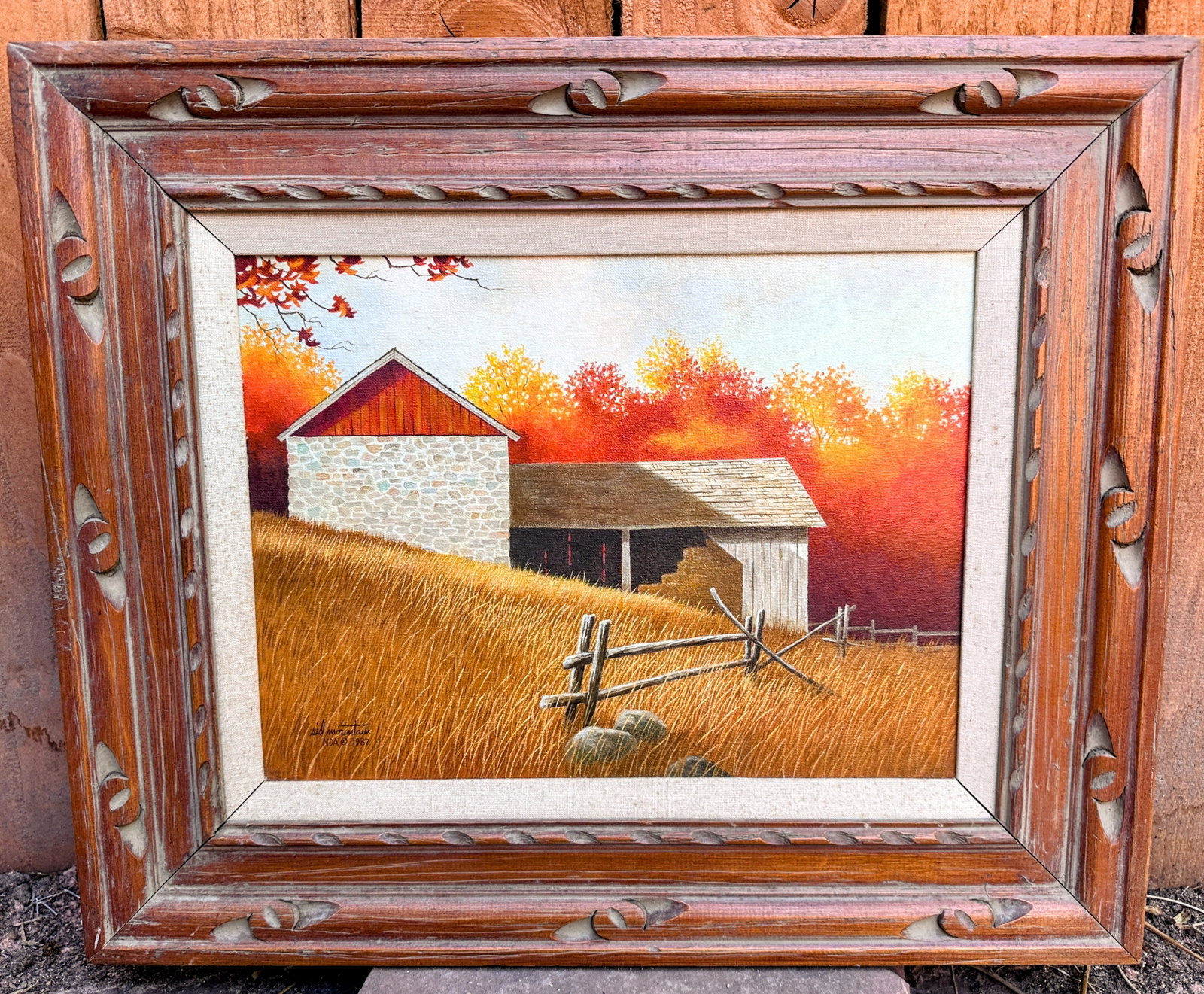 1980s Original Signed Sid Mountain 'October' Oil Painting, Framed - 6