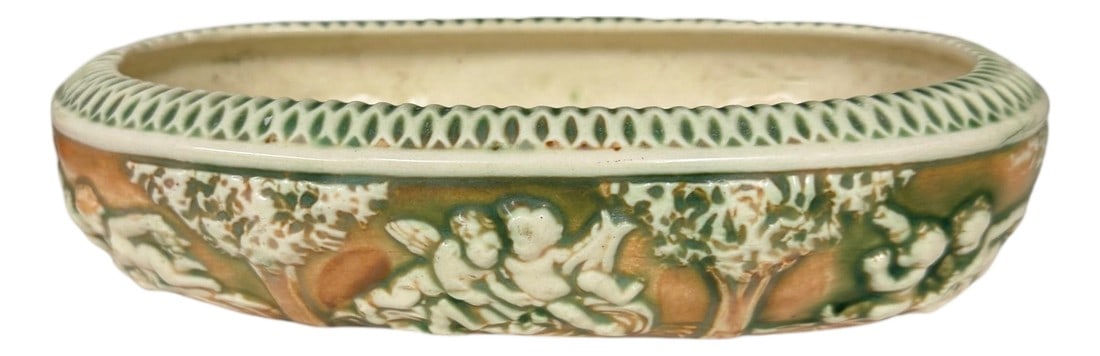 Early 1900s Rare Roseville Donatello Oval Decorative Bowl (1 of 6)