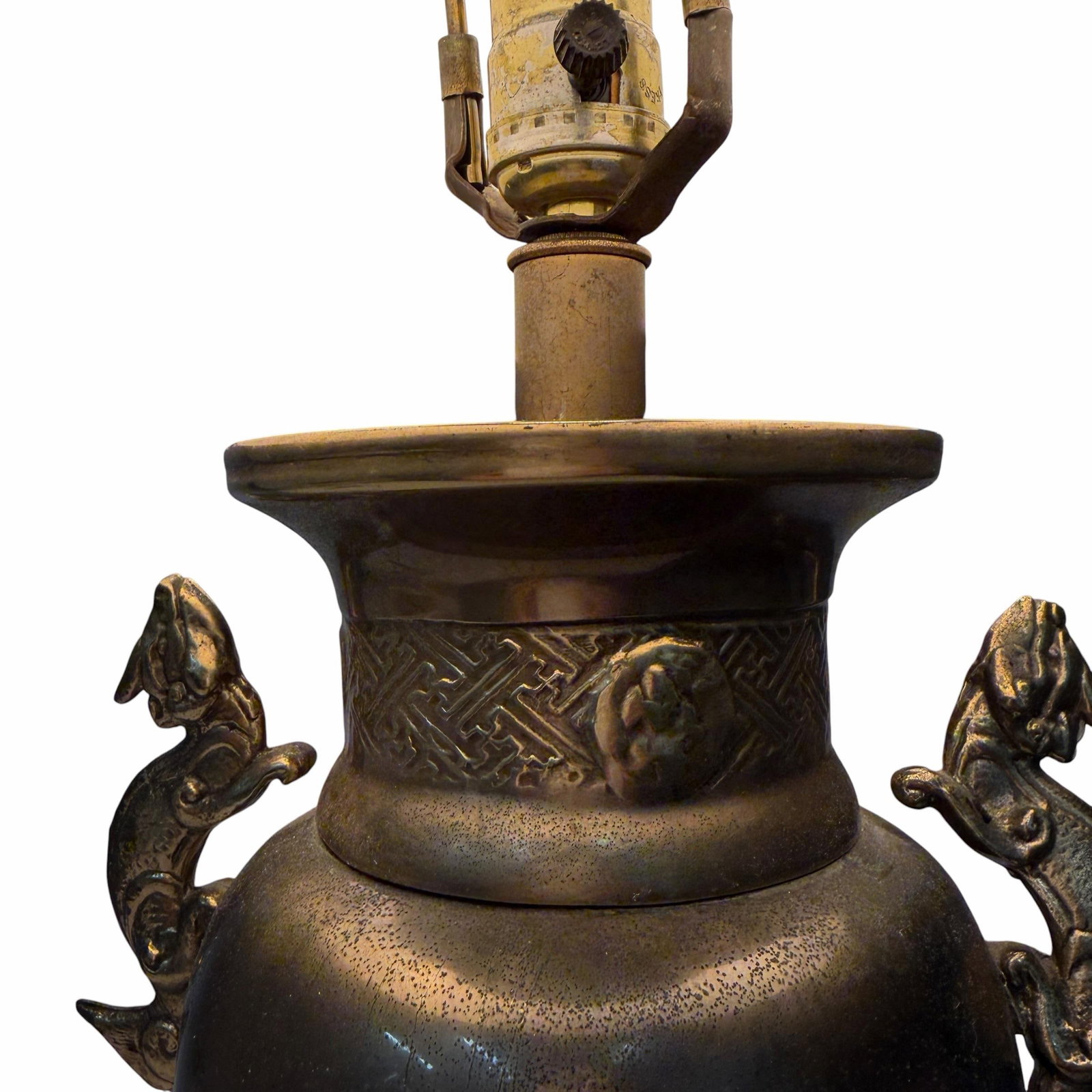 Vintage Chinoiserie Dragon Handle Table Lamp - 12
