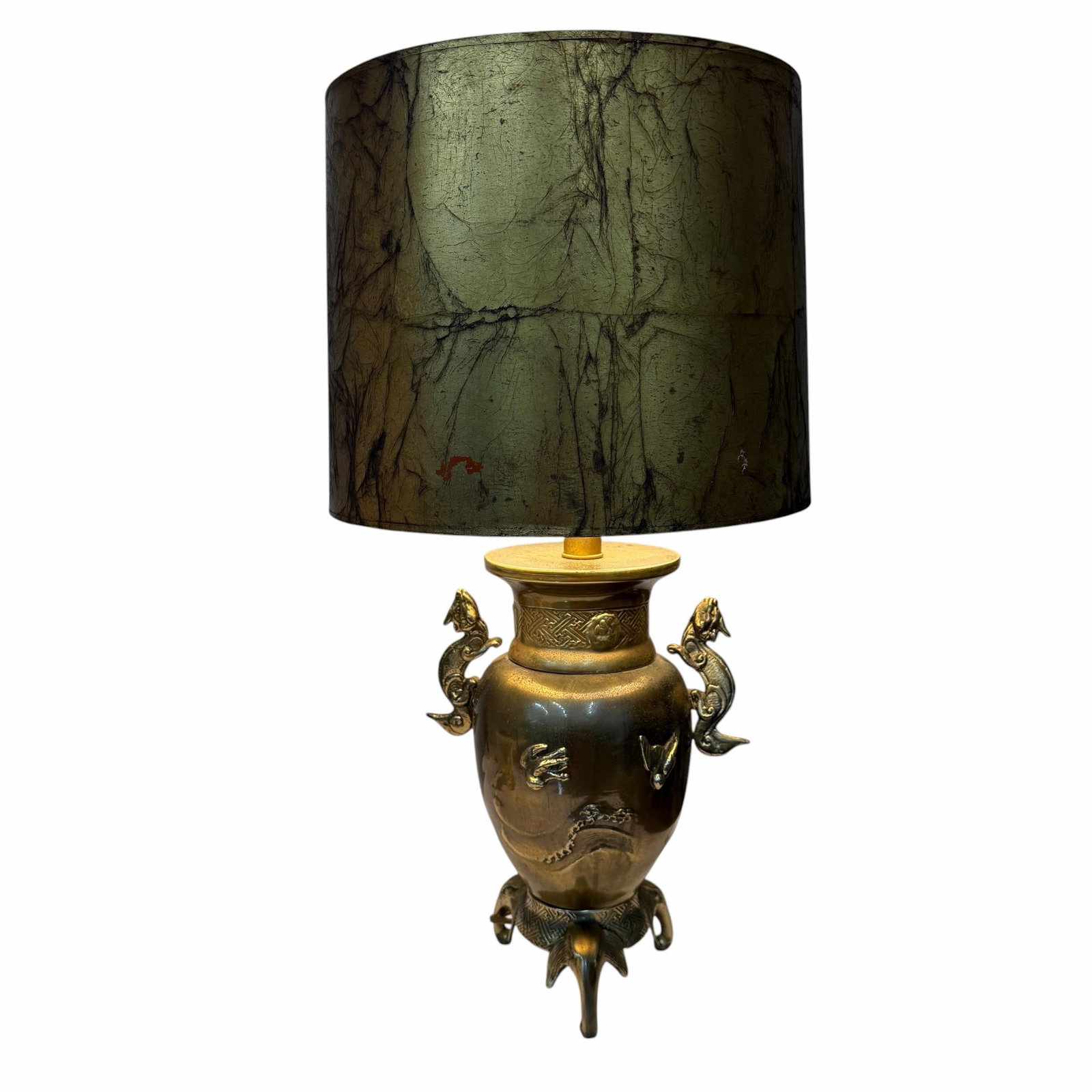 Vintage Chinoiserie Dragon Handle Table Lamp - 4