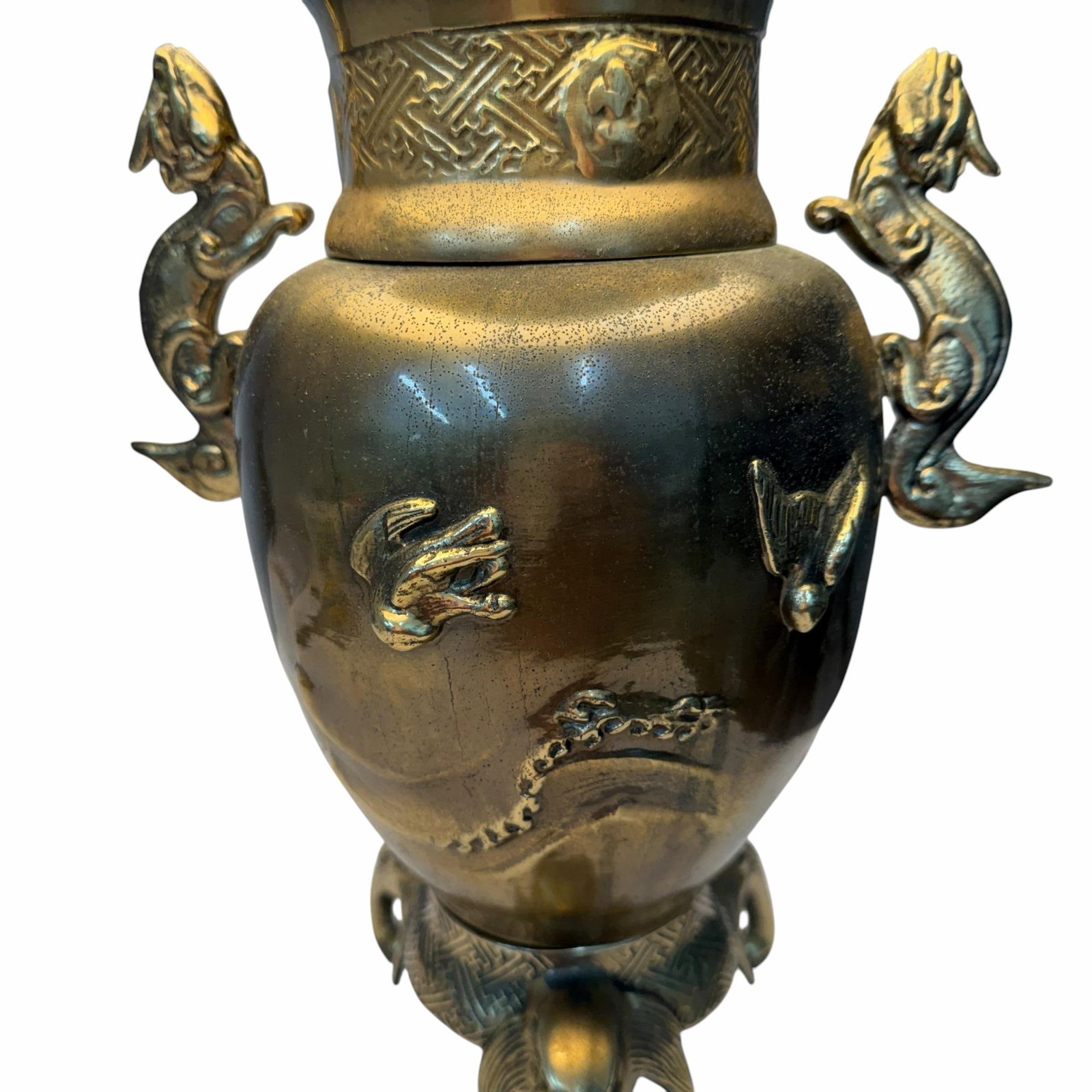Vintage Chinoiserie Dragon Handle Table Lamp - 5