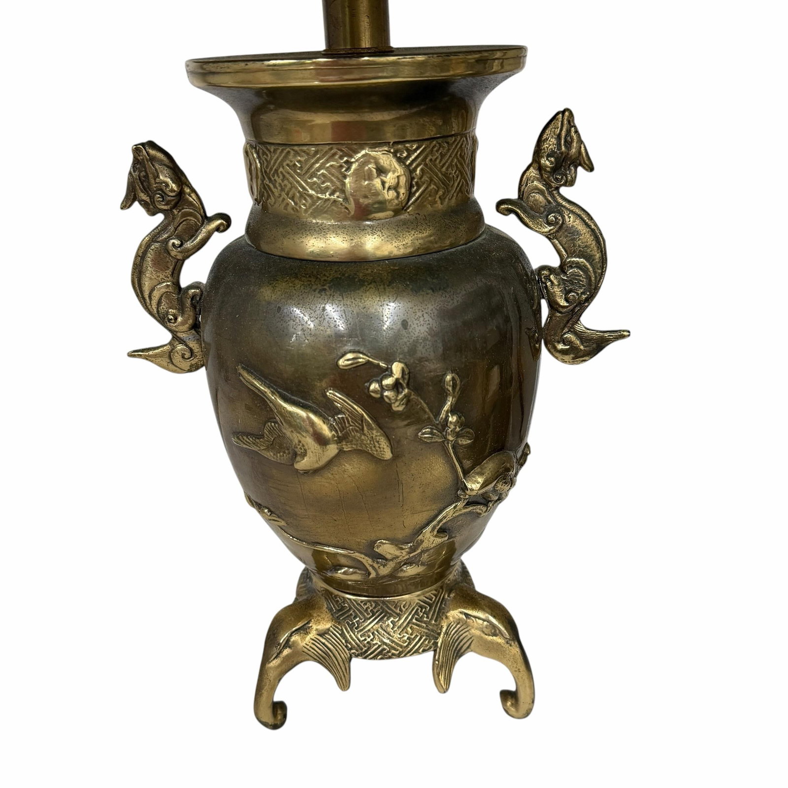 Vintage Chinoiserie Dragon Handle Table Lamp - 8