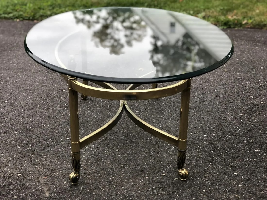 1960s Vintage Art Deco Style Brass Oval Coffee Table - 5