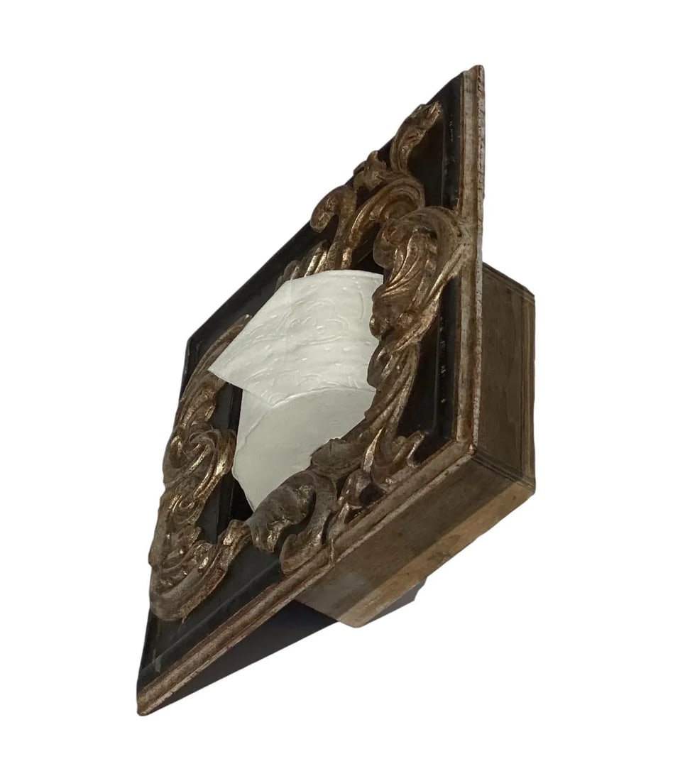 Italian Baroque Style Bathroom Holder in "Bartolo" Ebony and Silver Parcel-Gilt by Judson Rothschild - 3