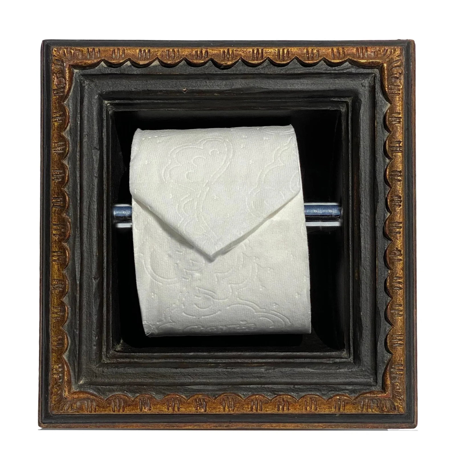 Italian Baroque Style Bathroom Paper Holder in "Farrentino" Ebony & Gold by Judson Rothschild for Th - 4