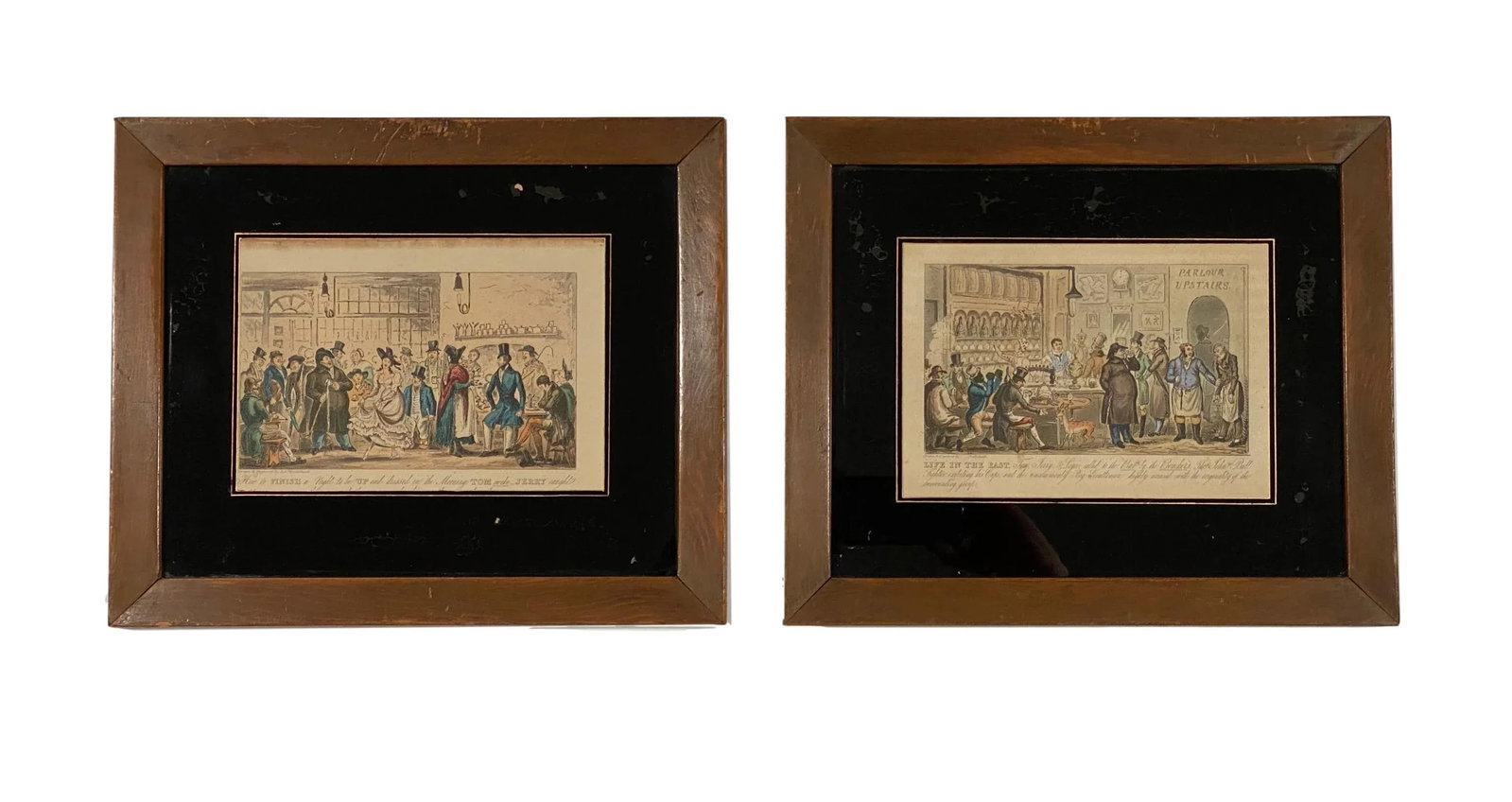 Early 19th Century Cruikshank Figurative Colored Etchings, Framed - a Pair - 10