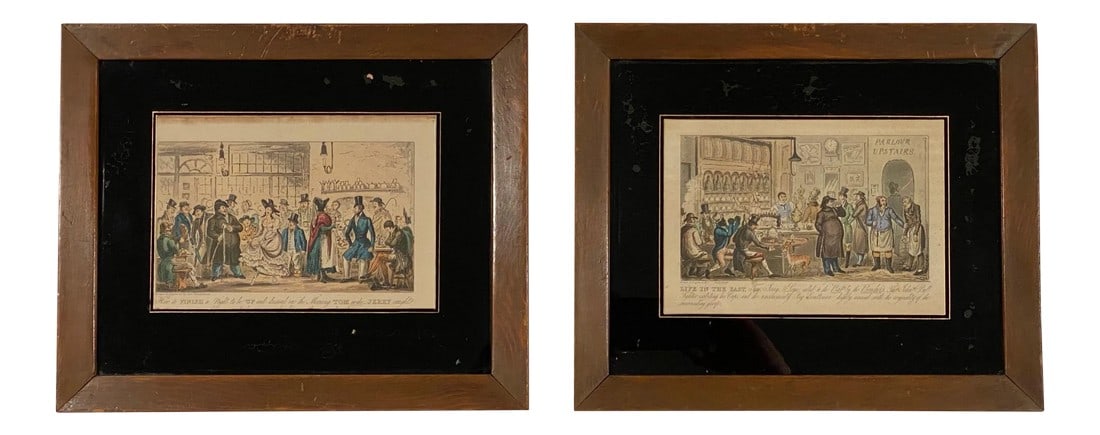 Early 19th Century Cruikshank Figurative Colored Etchings, Framed - a Pair (1 of 10)