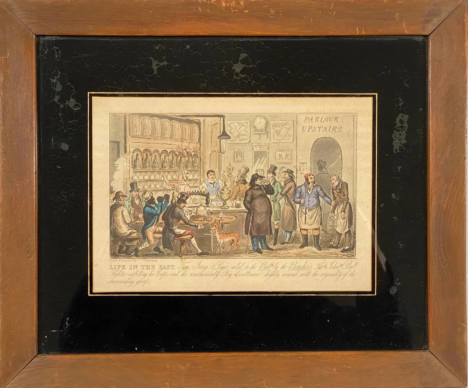 Early 19th Century Cruikshank Figurative Colored Etchings, Framed - a Pair - 6