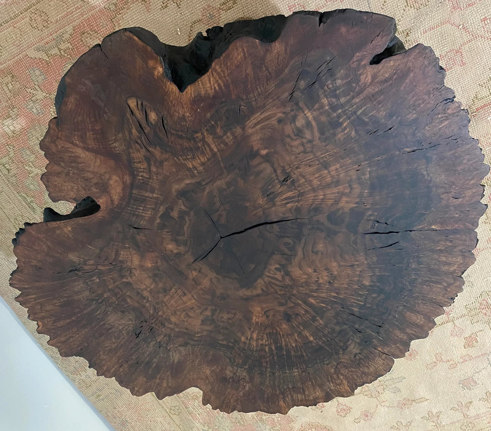 Organic Modern Claro Walnut Burl Wood Coffee Table - 9