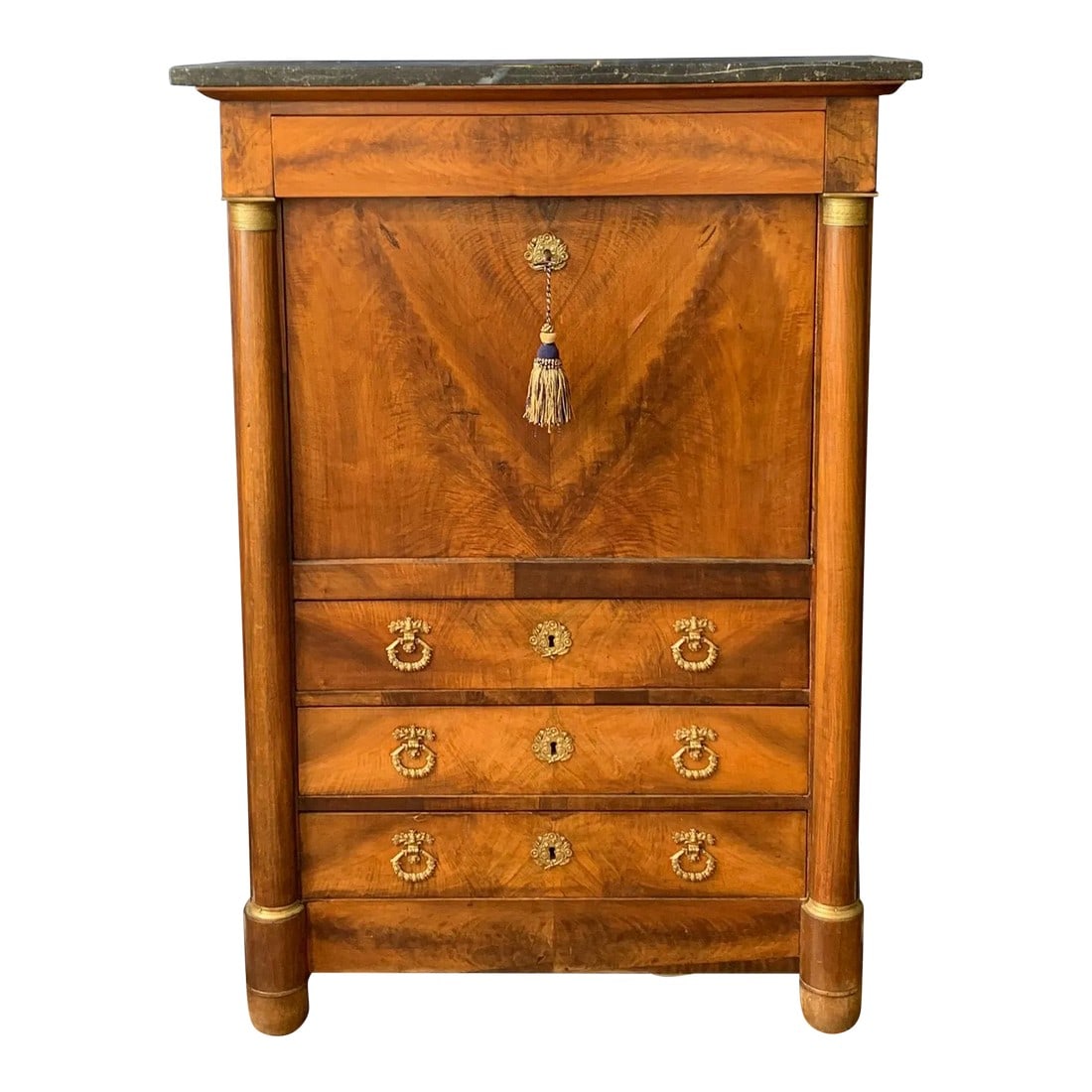 French Empire Mahogany Drop Front Secretary "SecreÌtaire aÌ€ Abattant" (1 of 8)