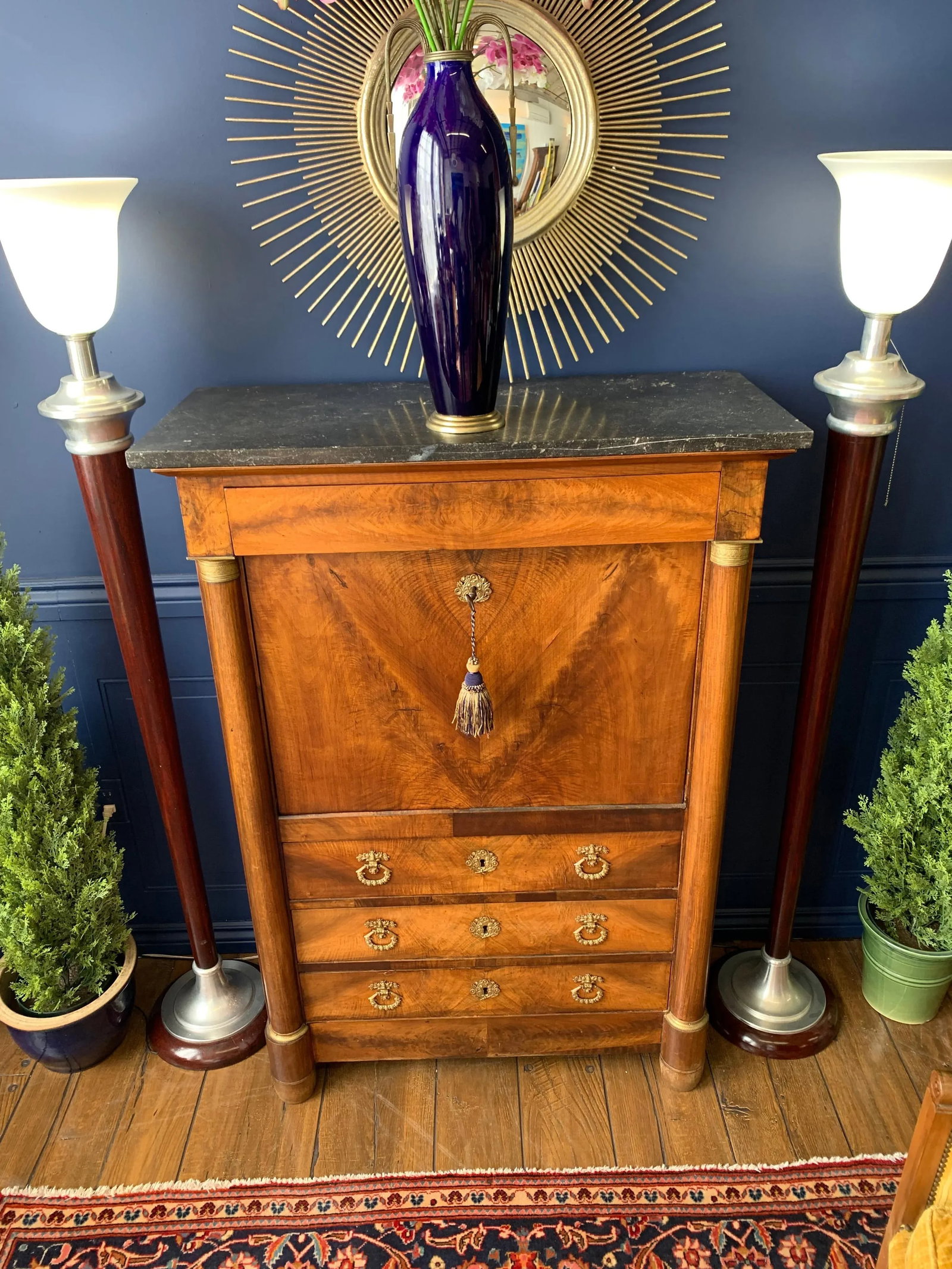 French Empire Mahogany Drop Front Secretary "SecreÌtaire aÌ€ Abattant" - 3